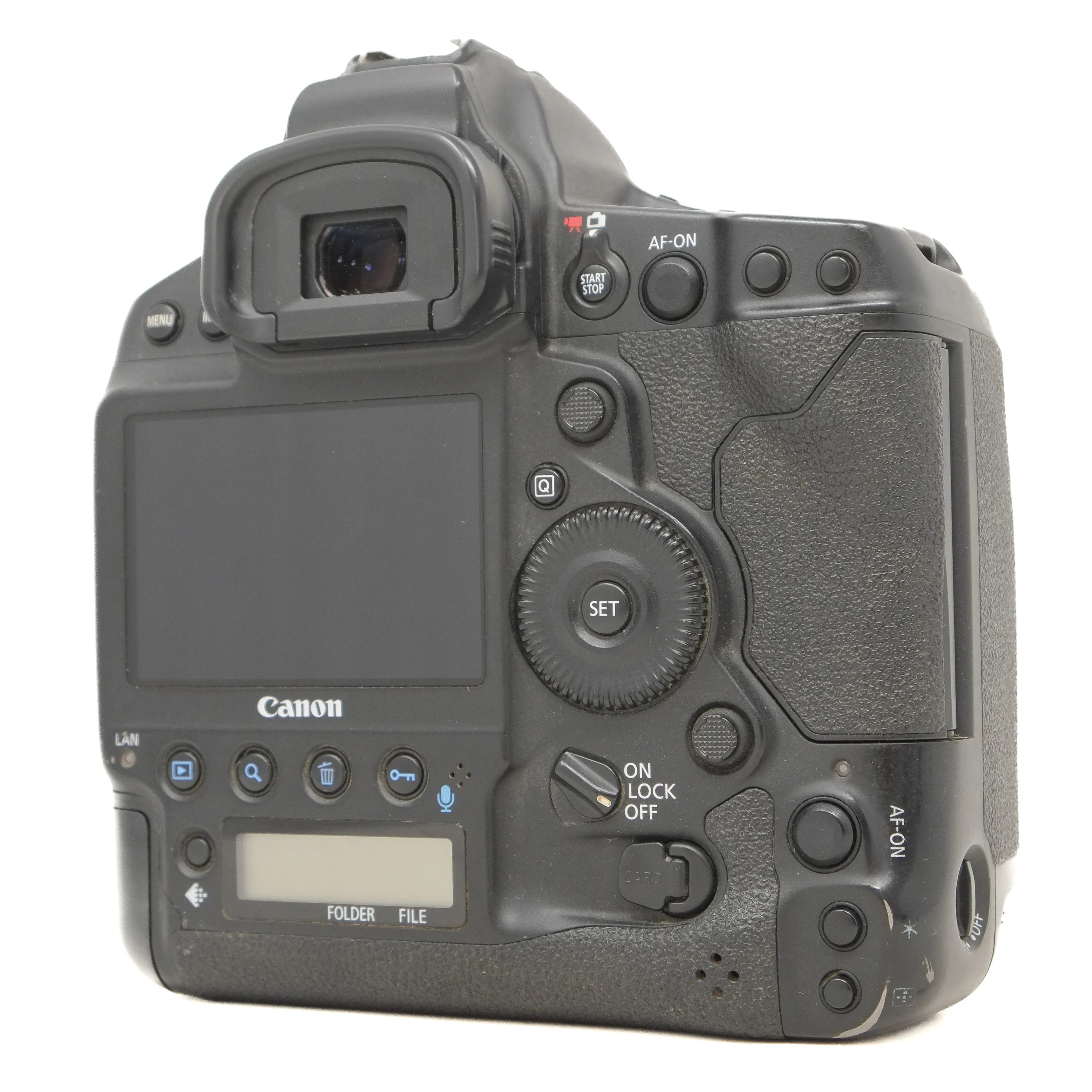 Canon camera body on a white background