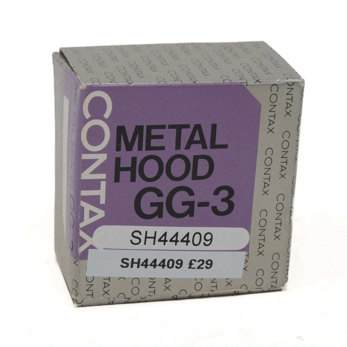 Box of Contax Metal Hood GG-3 on a white background