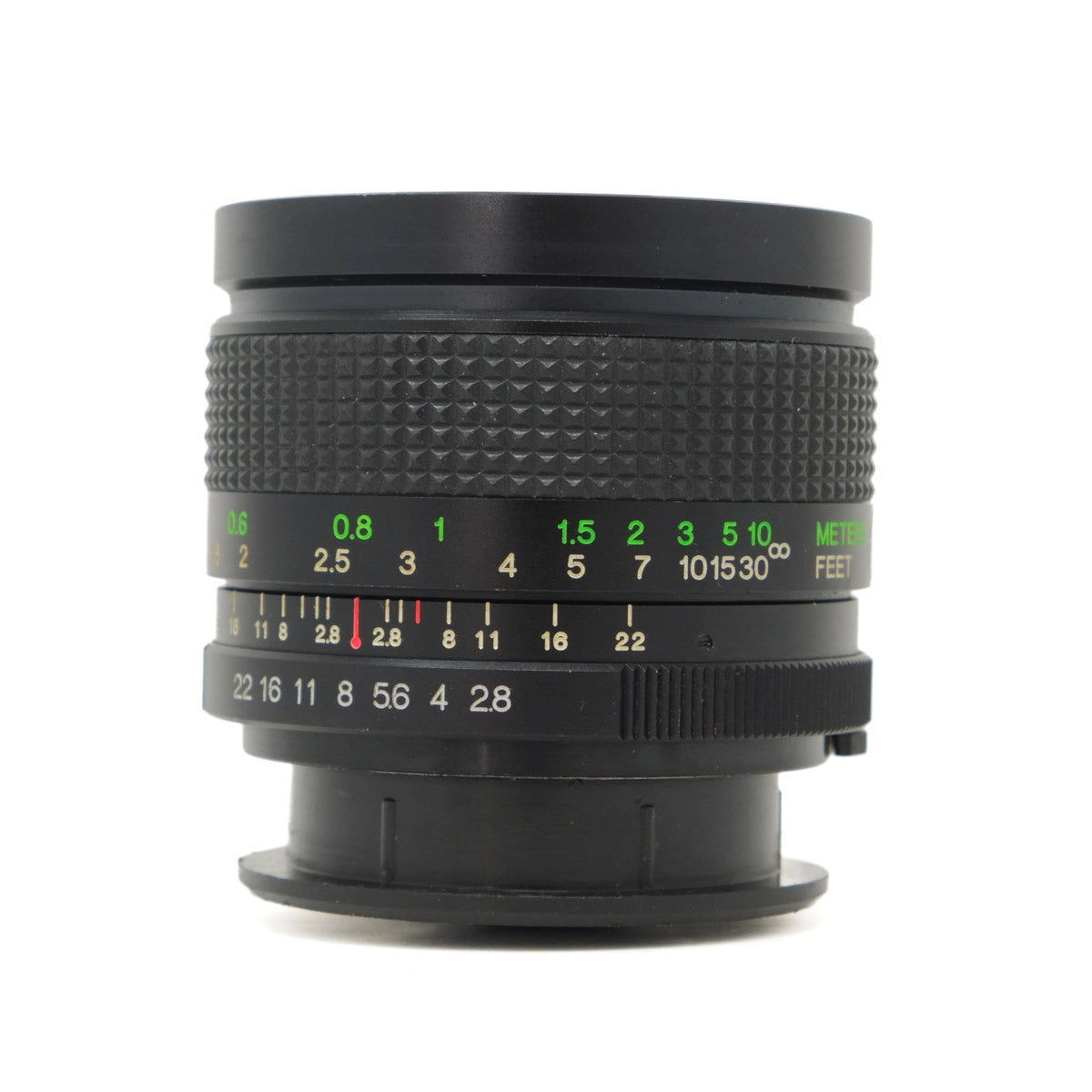 Used Cosina 28mm F2.8 wide angle lens in M42 screw fit RARE - side angle