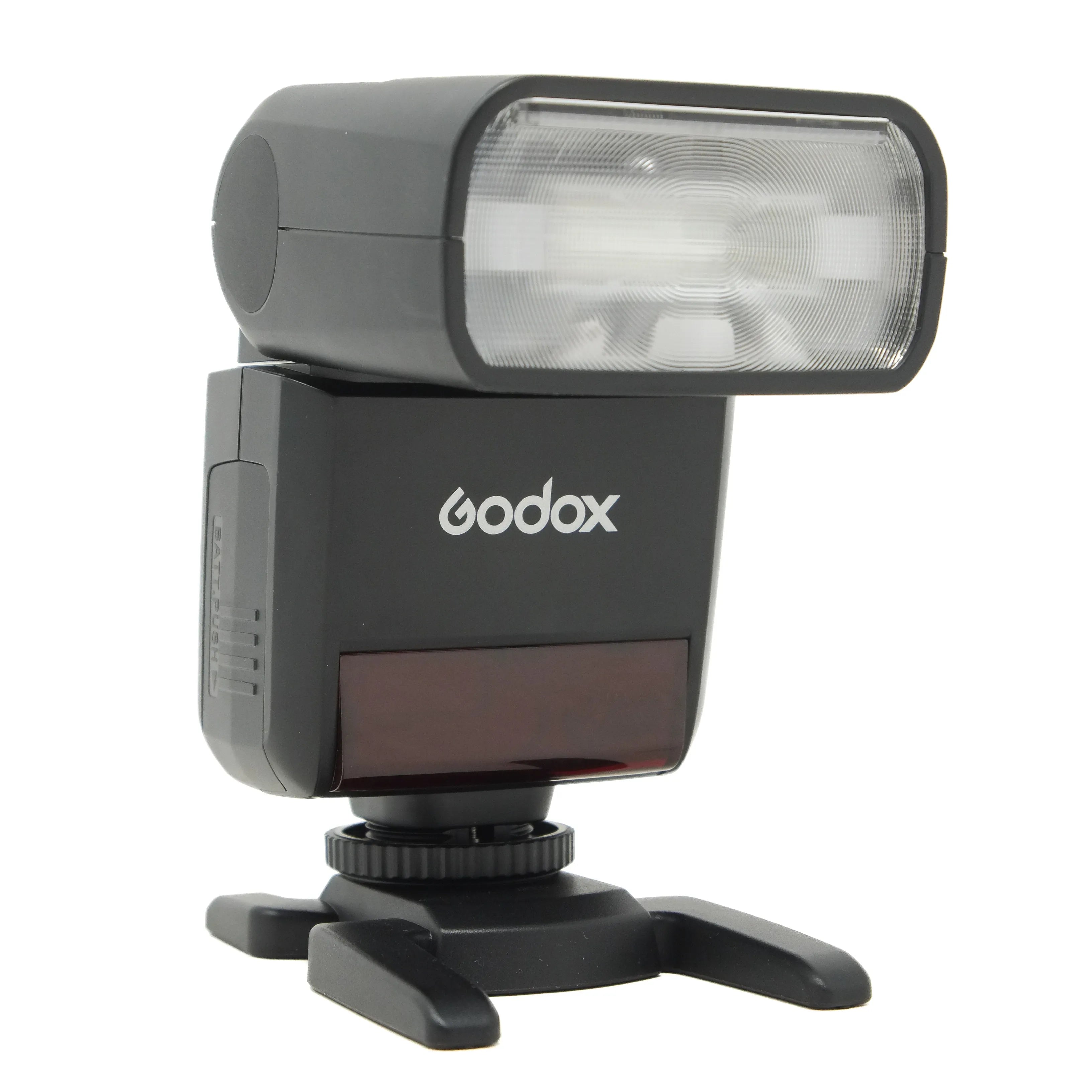 Godox camera flash on a white background