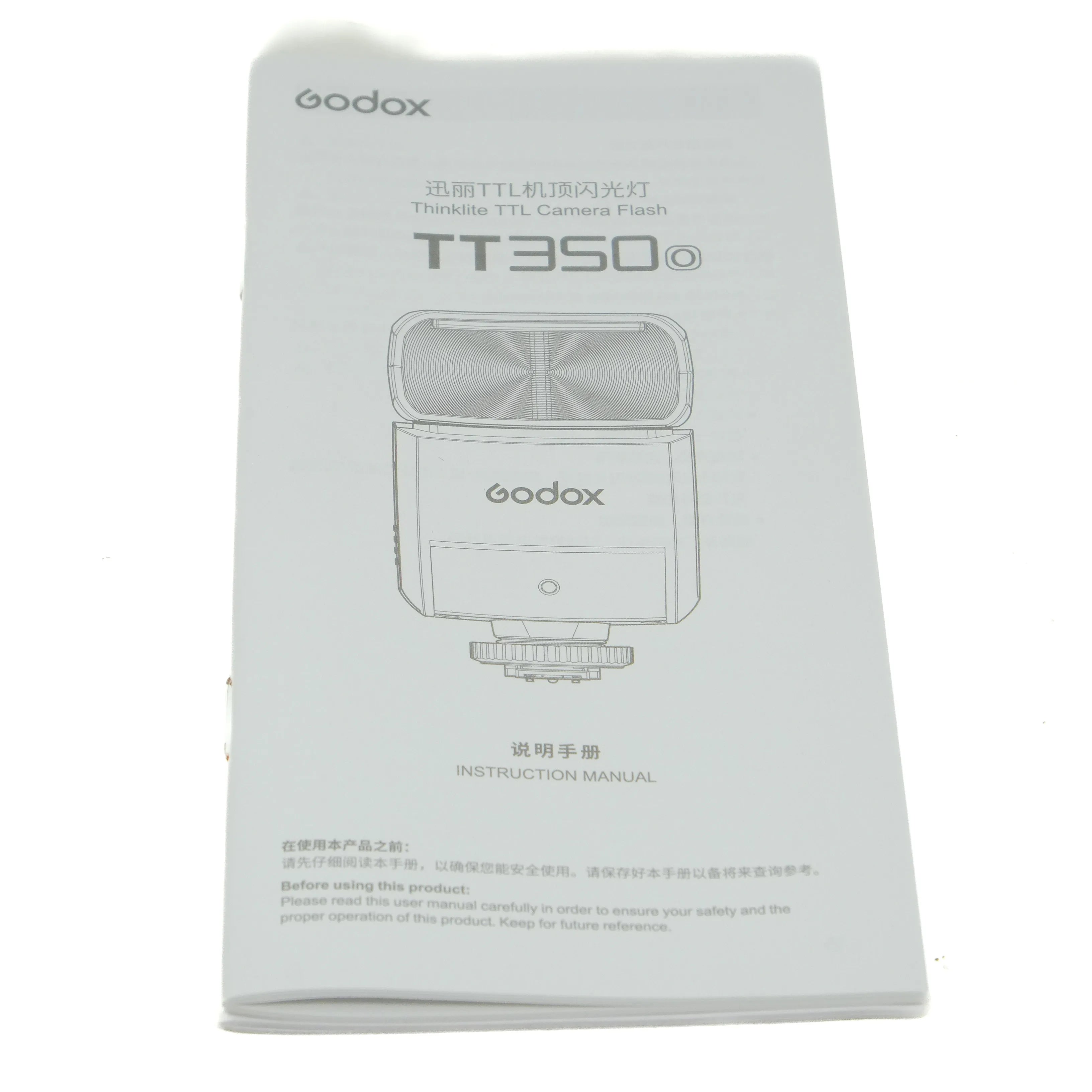 Godox TT350 camera flash instruction manual on a white background