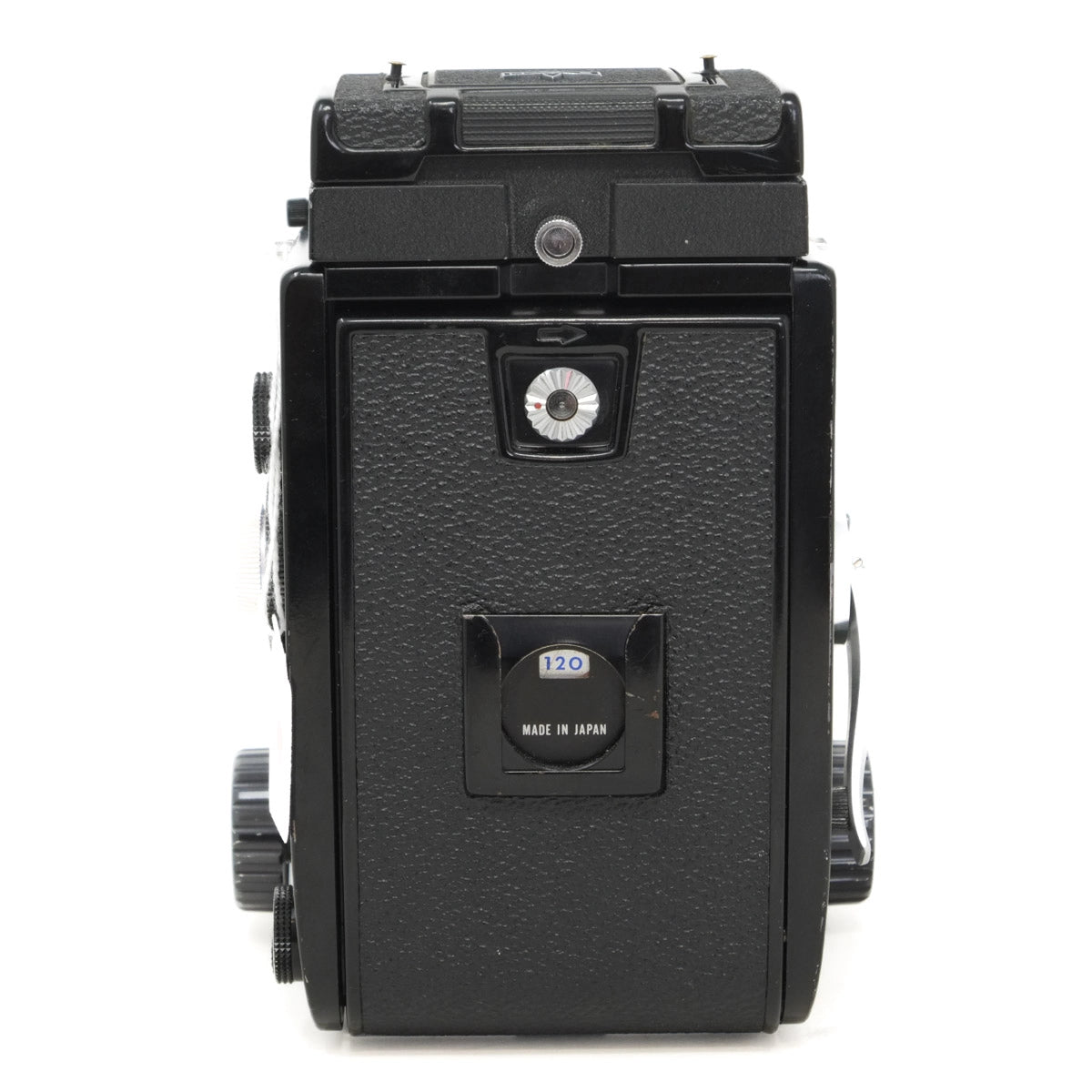 Vintage camera with 'Made in Japan' label on a white background