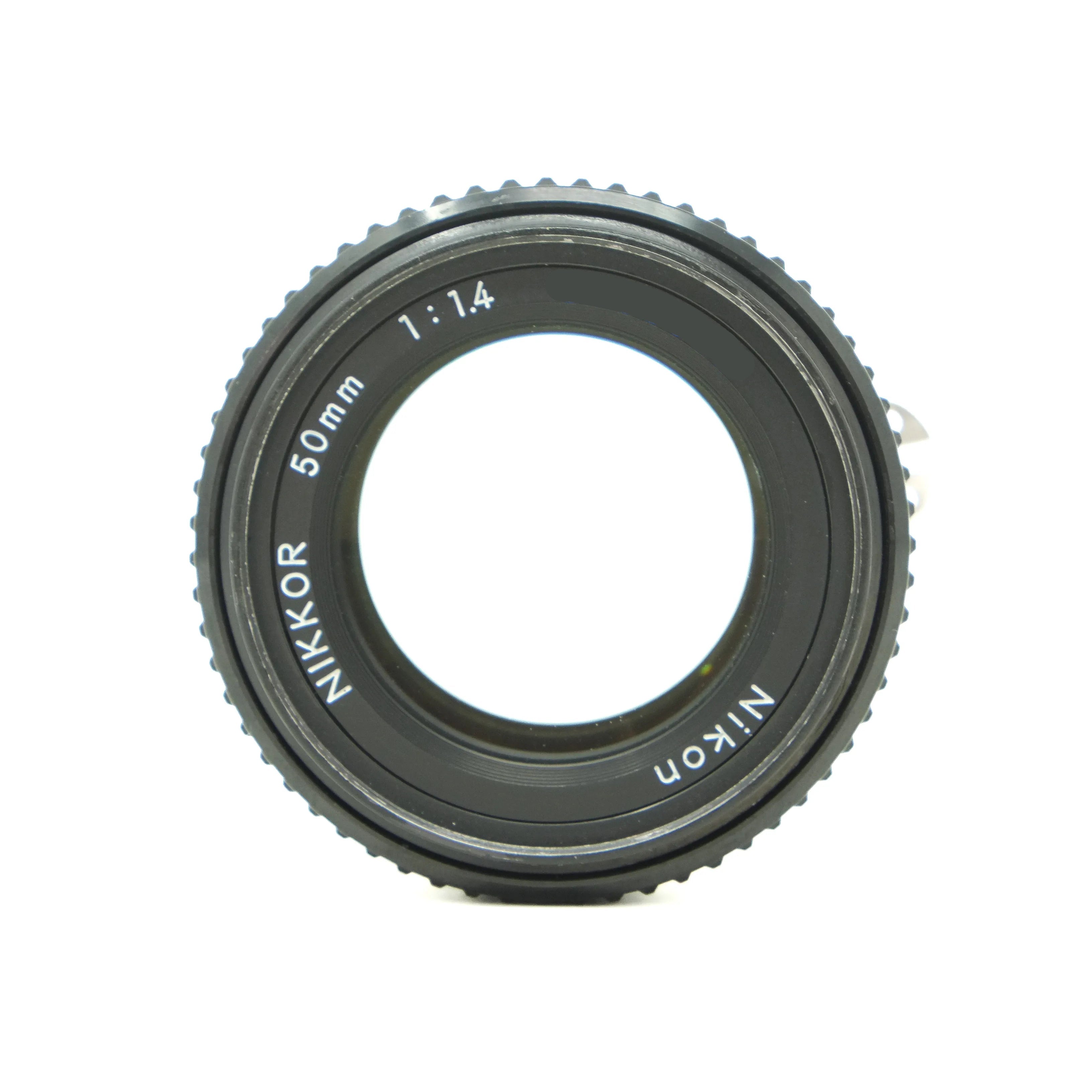 Nikon camera lens on a white background