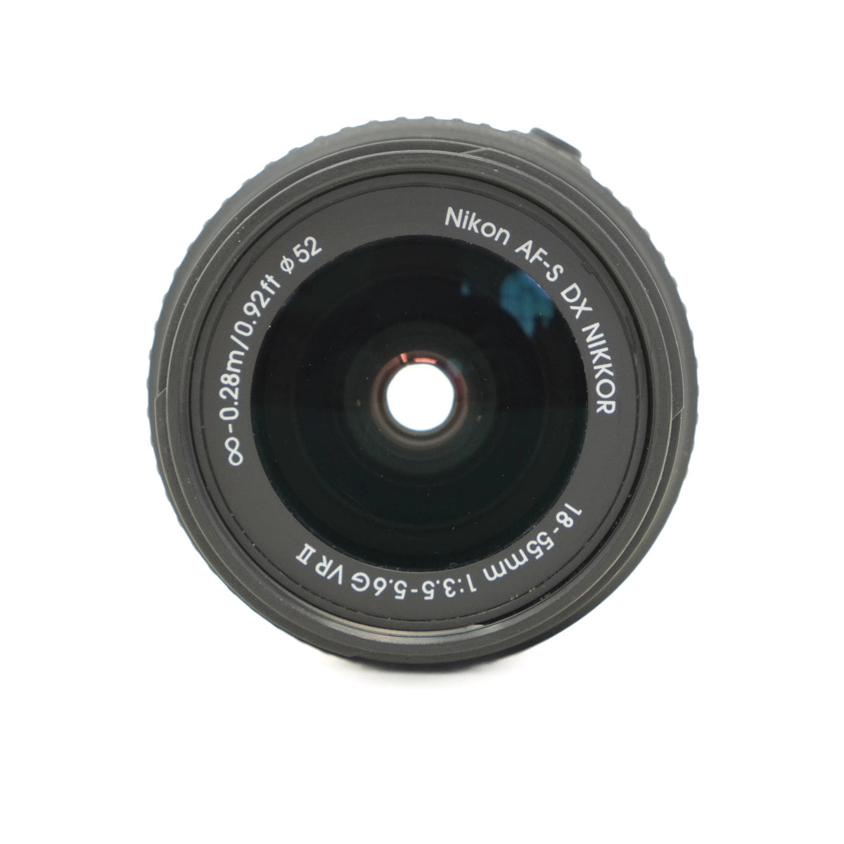 Nikon camera lens on a white background