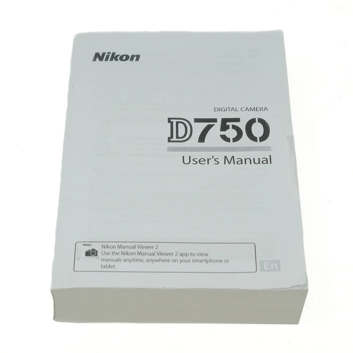 Nikon D750 Digital Camera User's Manual on a white background