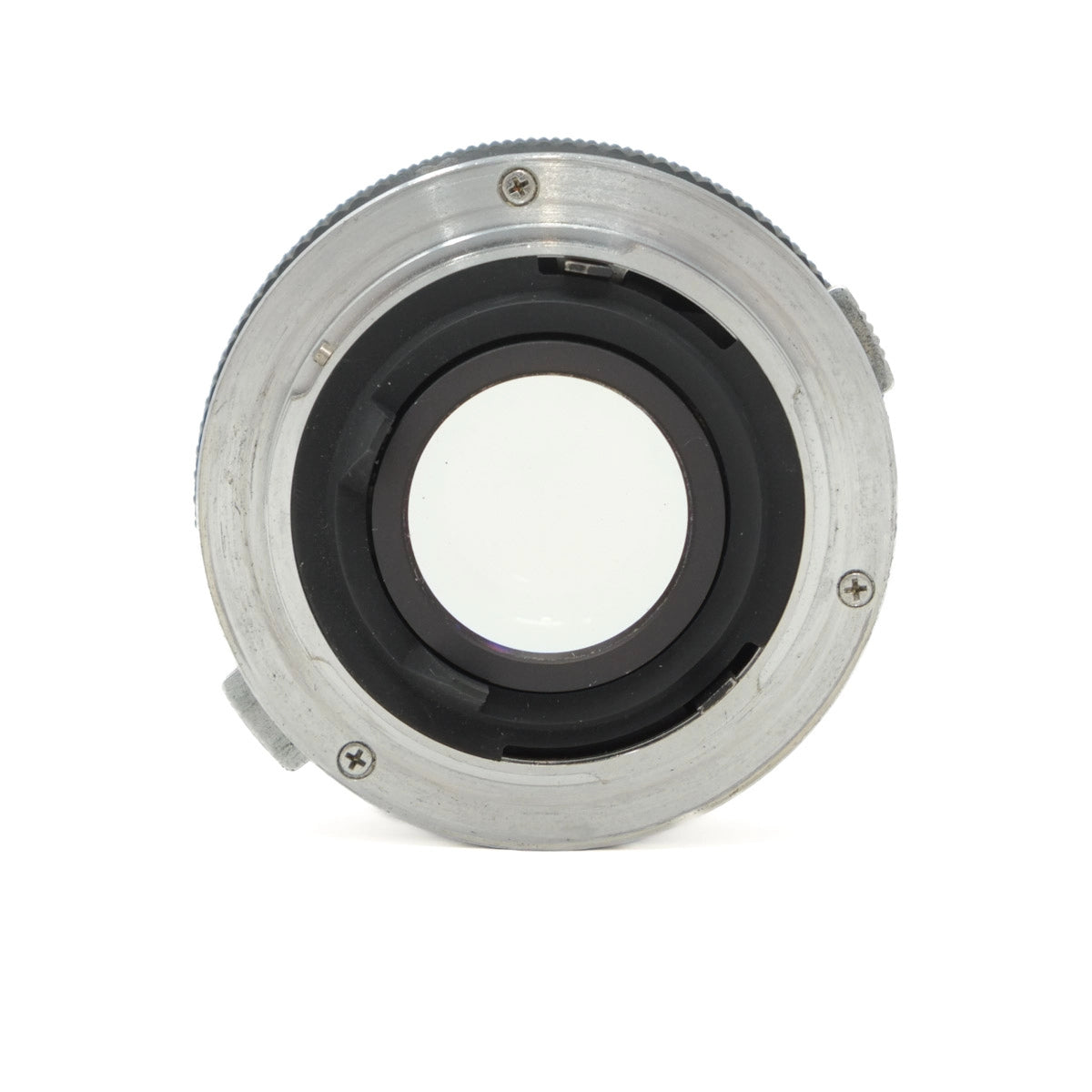 Camera lens mount on a white background