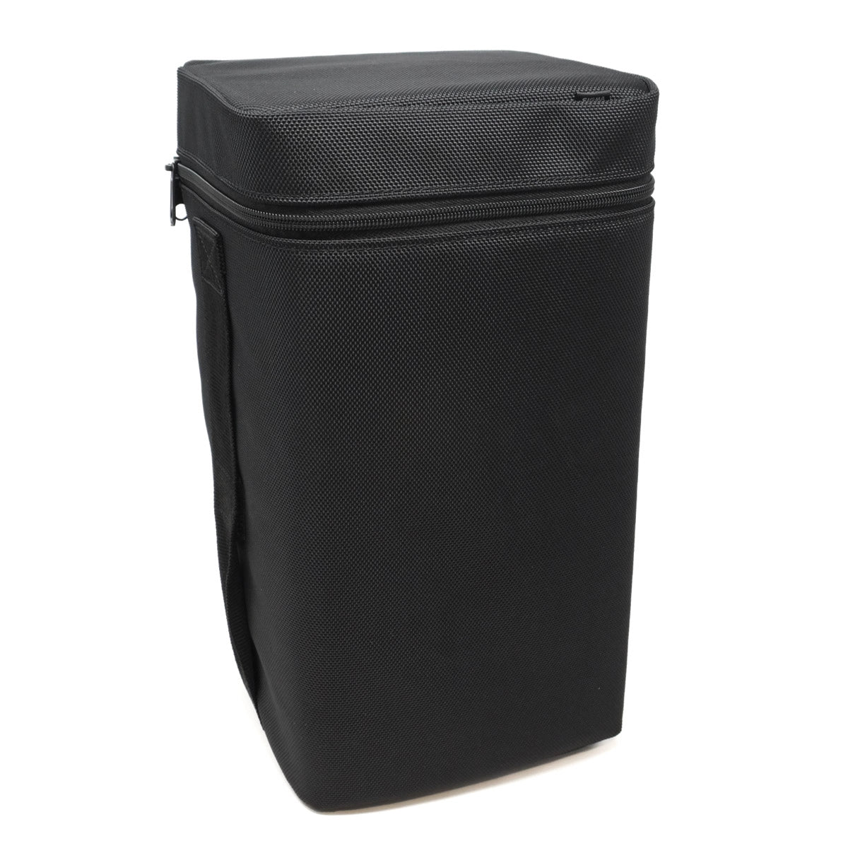 Black rectangular bag with a zipper on a white background