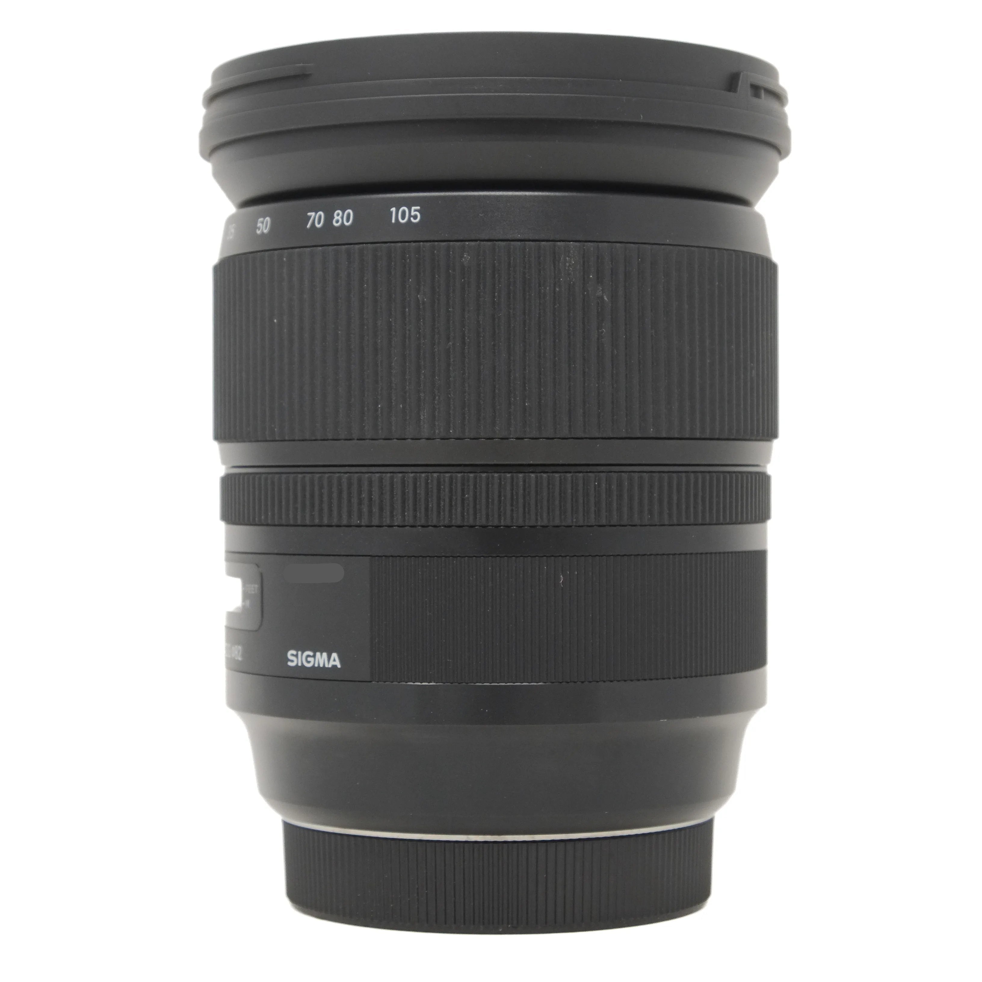 Sigma camera lens on a white background