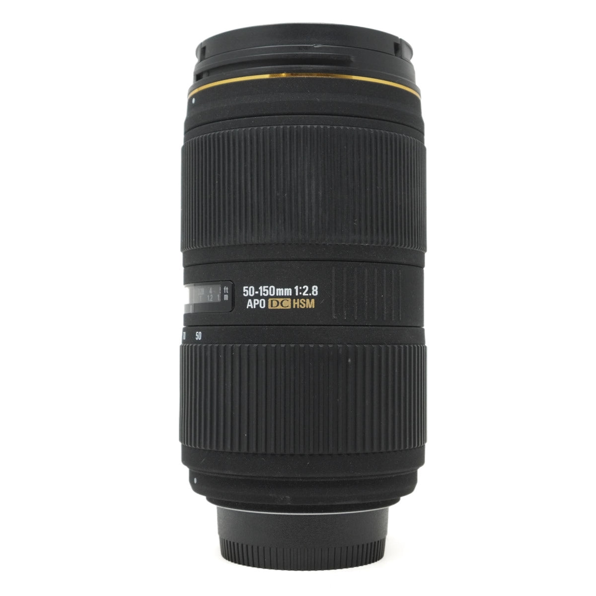Camera lens with specifications on a white background