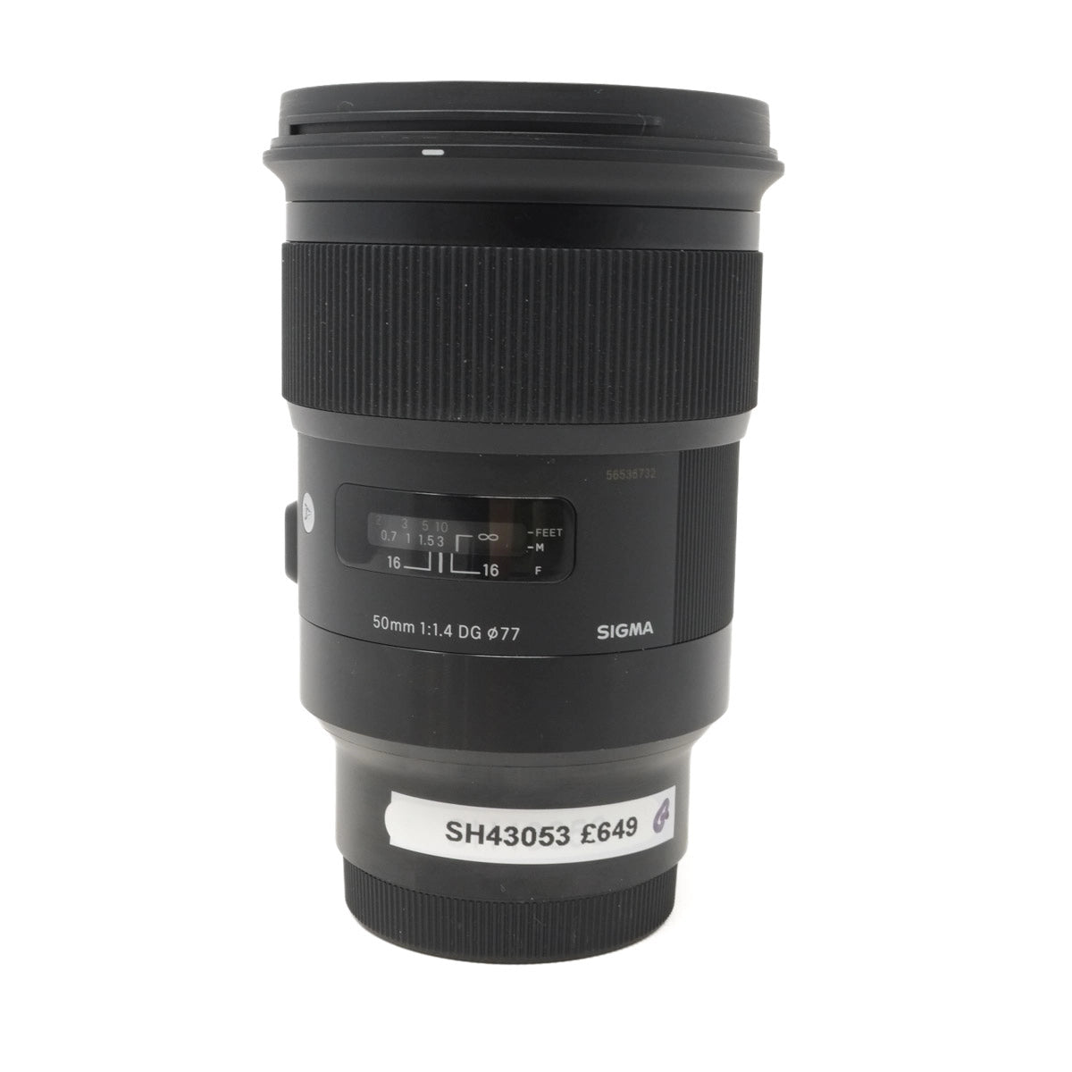 Used Sigma 50mm F/1.4 DG ART lens in Sony E-Mount - Front angle