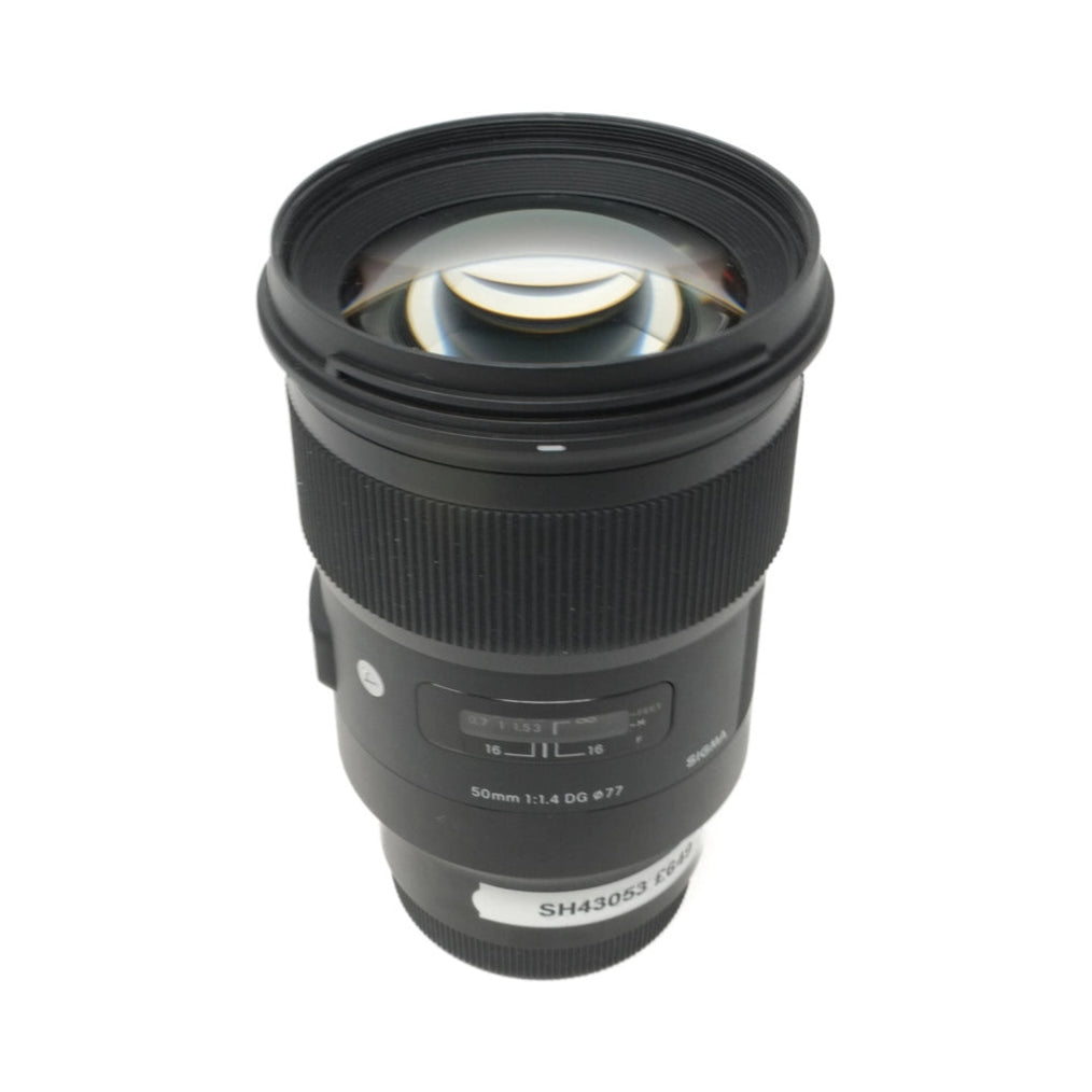 Used Sigma 50mm F/1.4 DG ART lens in Sony E-Mount - Top angle