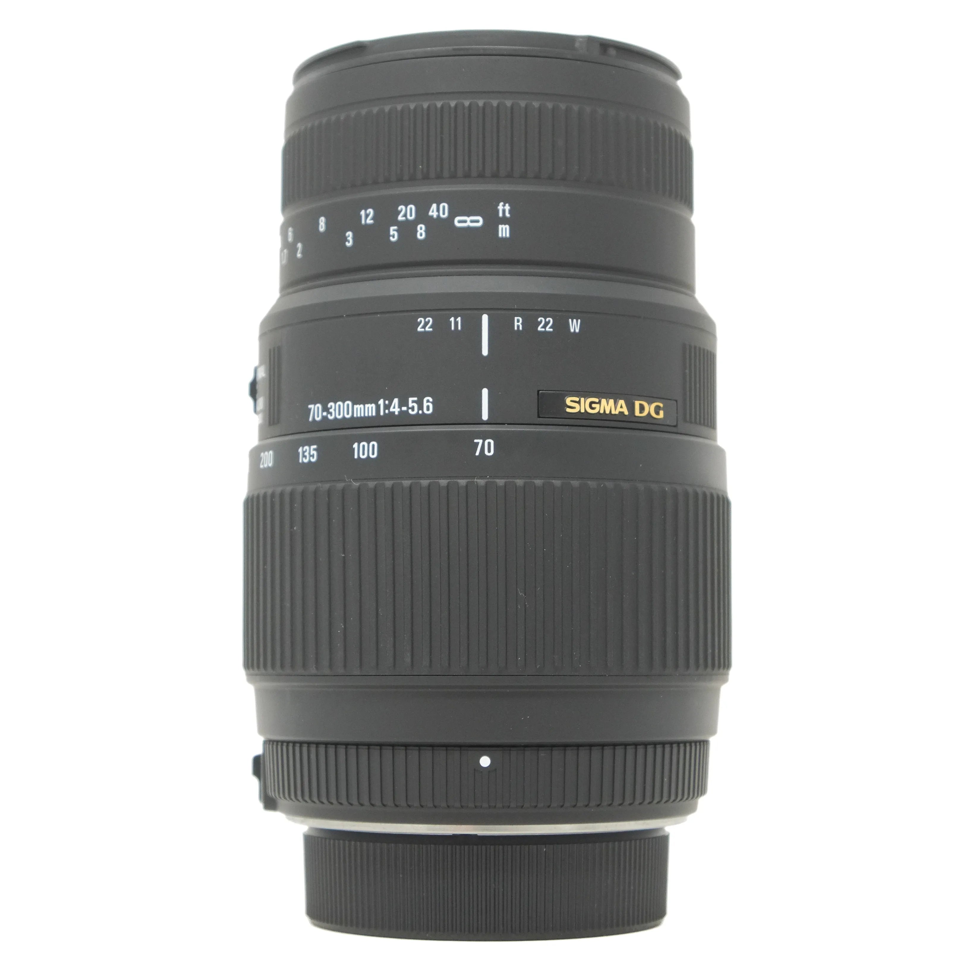 Sigma DG camera lens on a white background