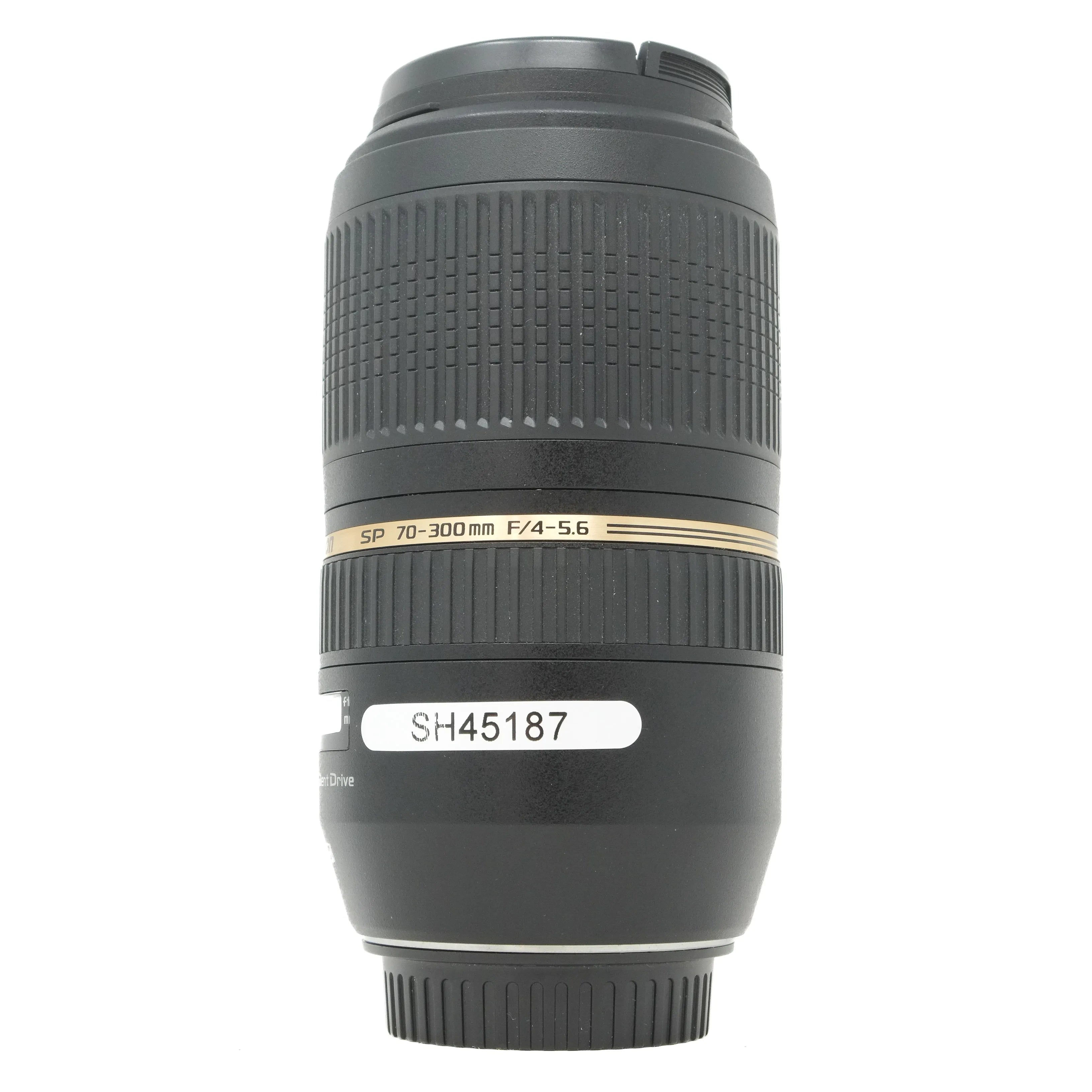 Camera lens with specifications on a white background