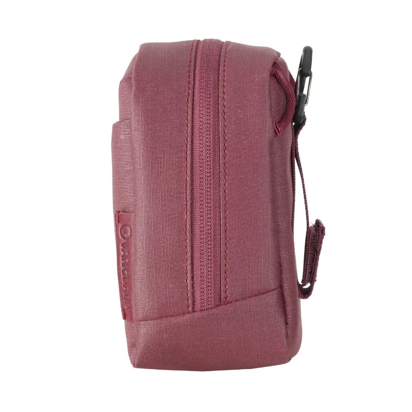 Maroon pouch with a zipper on a white background