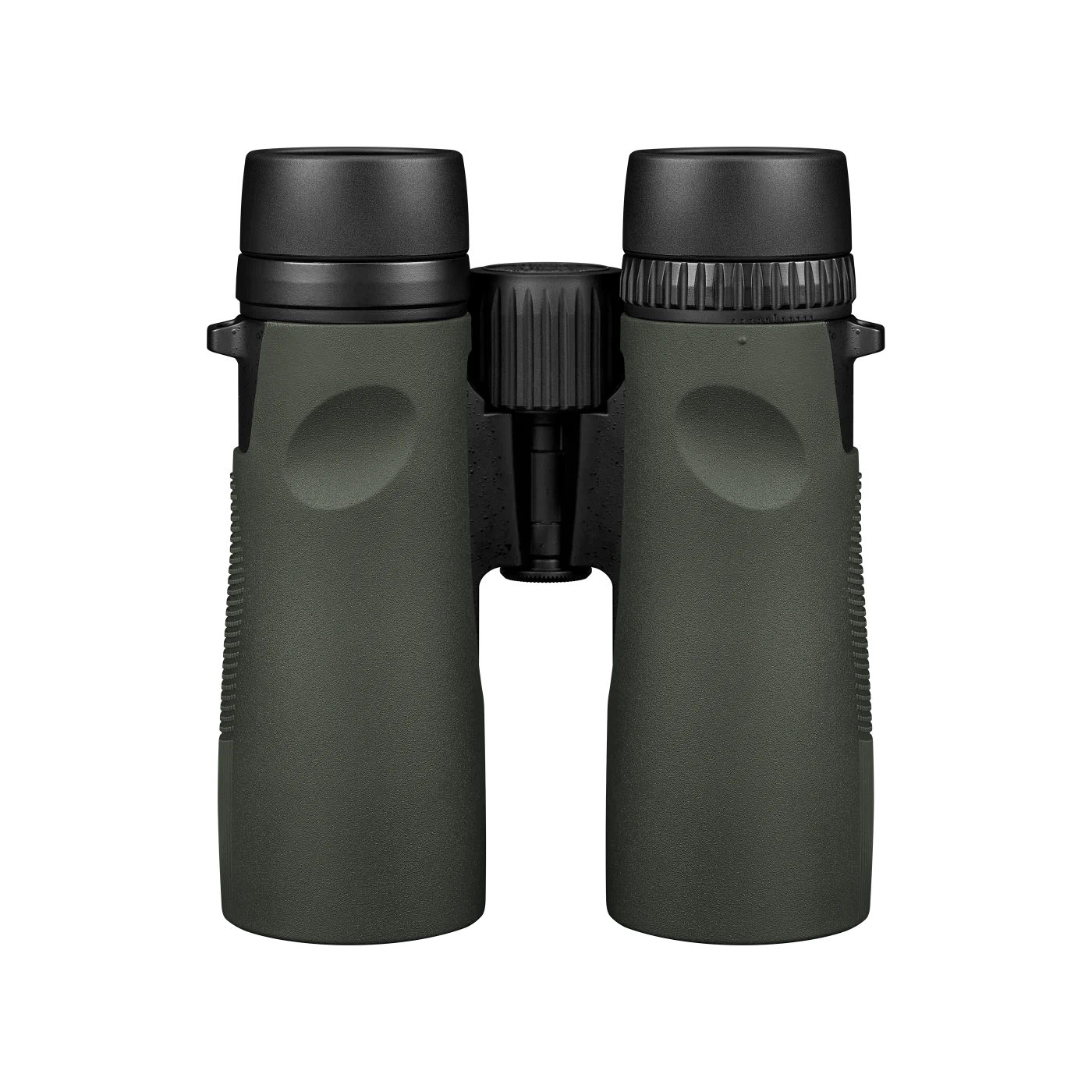 A pair of Vortex binoculars in matte dark green with black eyecups and central hinge, shown against a plain white background.