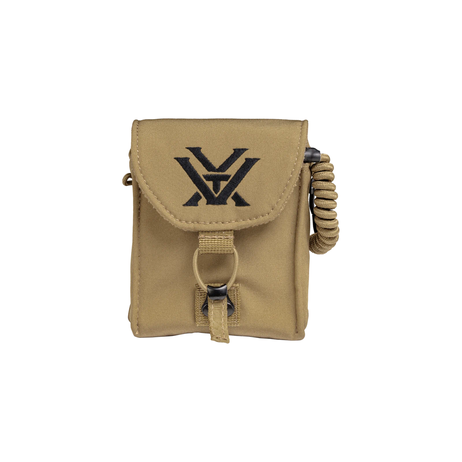 A tan tactical pouch with a black embroidered 'VW' logo on the front flap, featuring a front D-ring and a coiled cord accessory, shown against a plain white background.