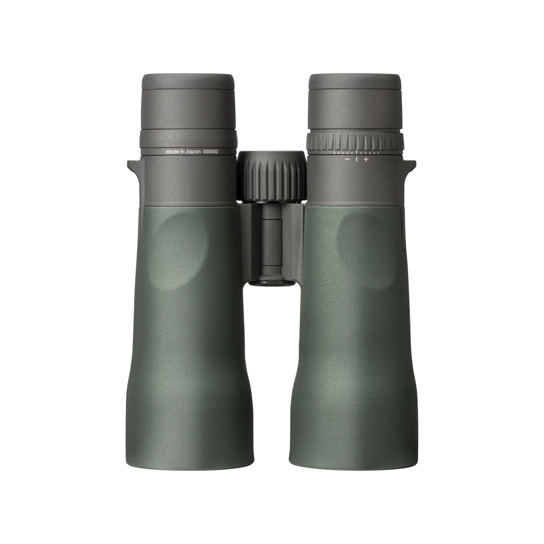 A pair of Vortex 12x50 binoculars in matte dark green with dark gray accents, shown against a plain white background.