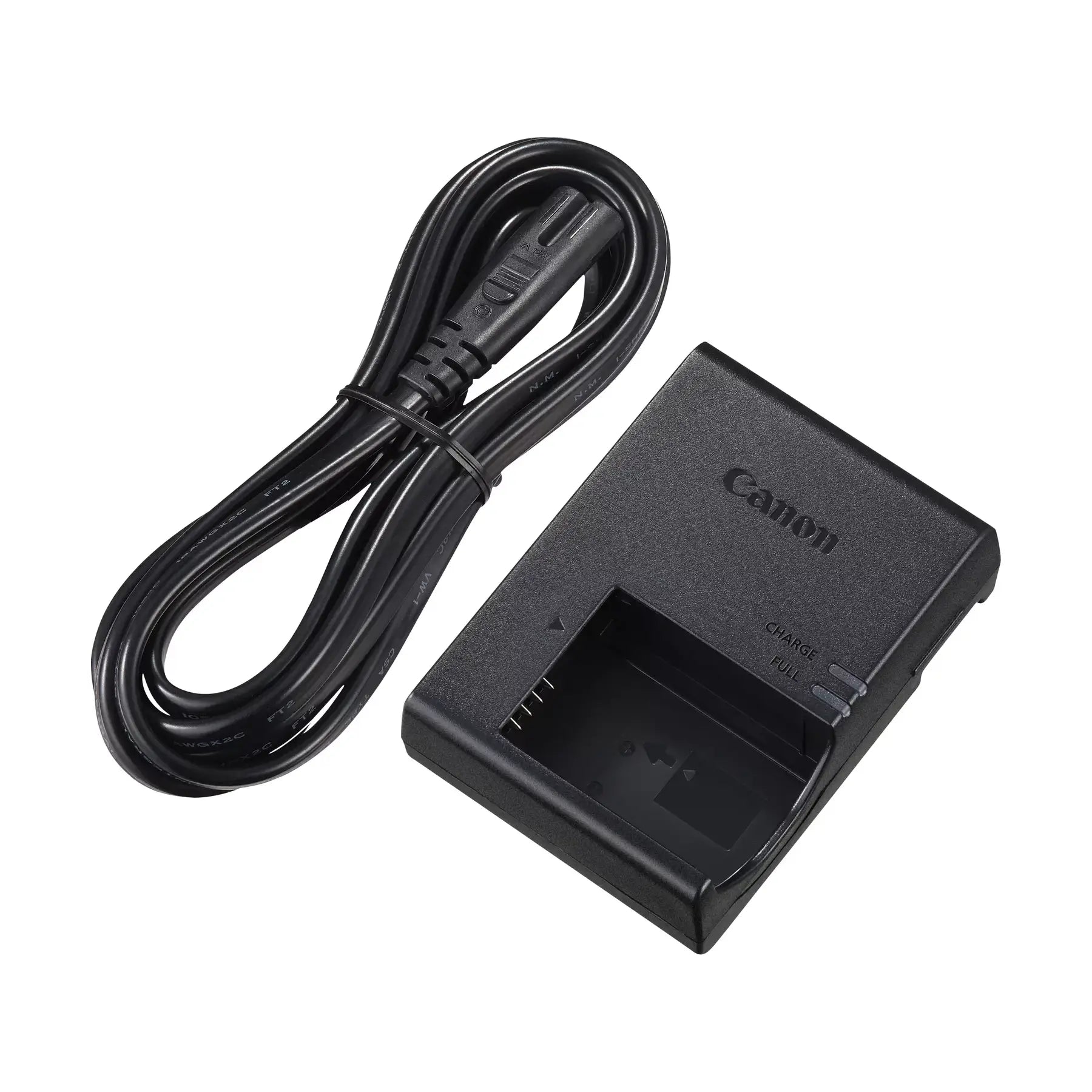 A Canon LC-E17E battery charger for LP-E17, with a power cord, displayed on a white background.