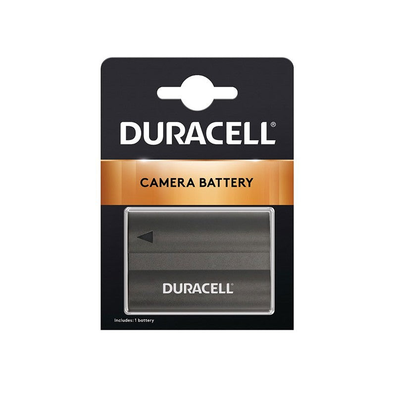 Packaging of Duracell camera battery, predominantly black and silver with a gold Duracell logo, compatible with Canon BP-511/512 series.