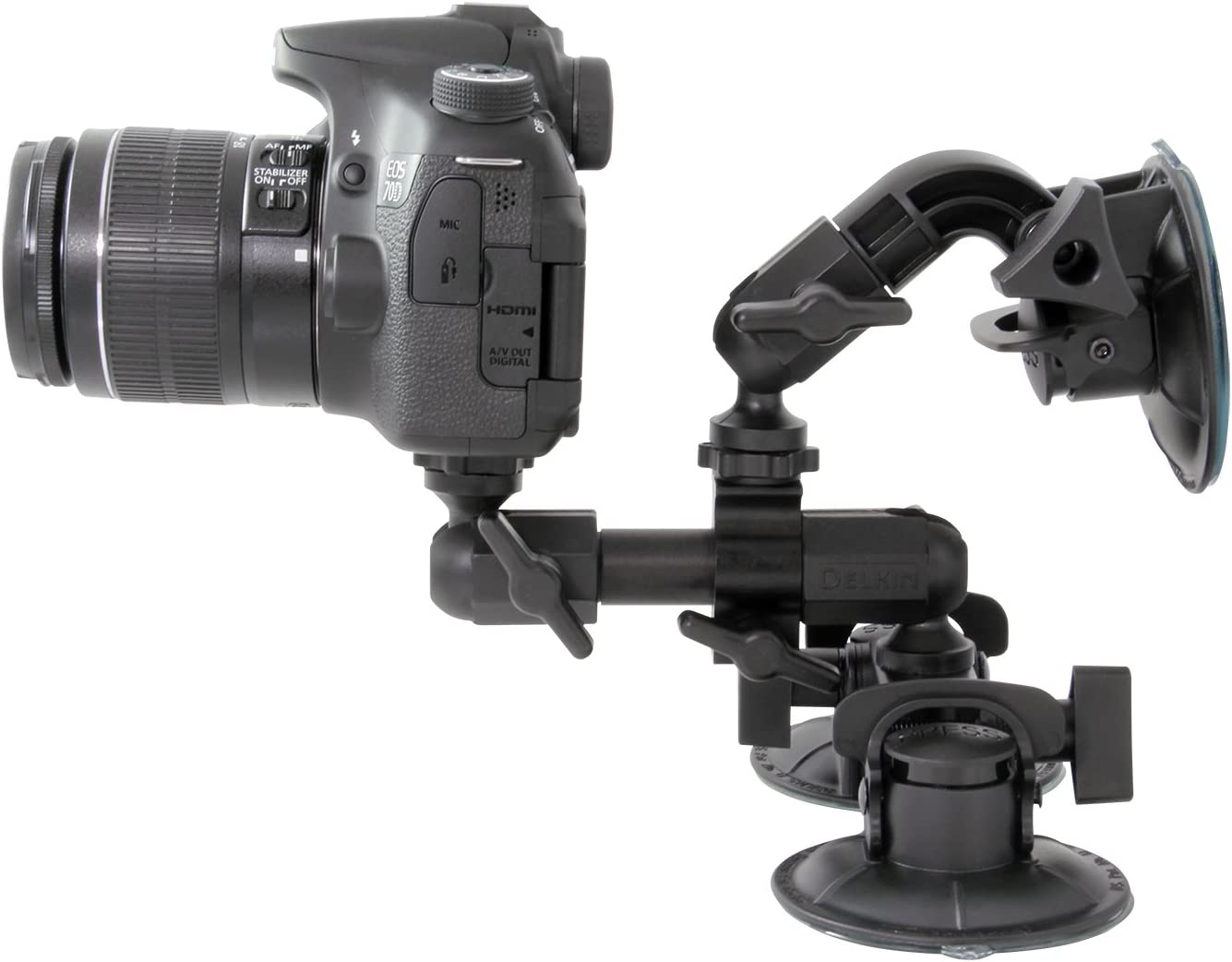 Delkin Fat Gecko Triple Mount - locking suction cups fit to any smooth, non-porous surface