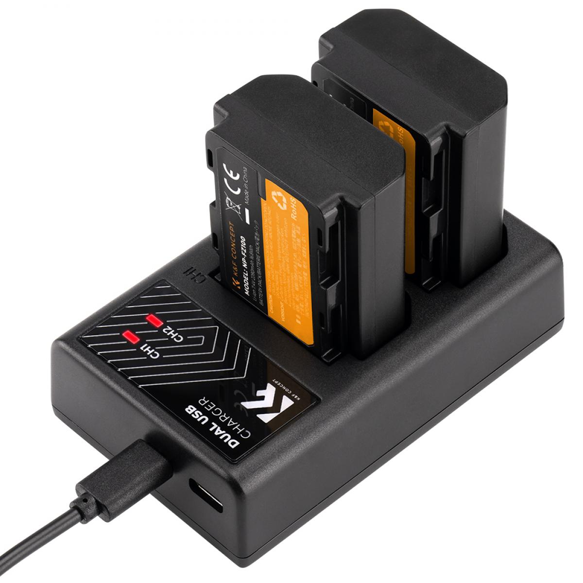 K&F Concept NP-FZ100 sony battery and dual slot battery charger kit
