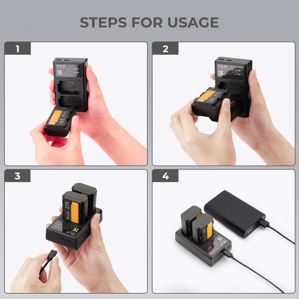 K&F Concept NP-FZ100 sony battery and dual slot battery charger kit