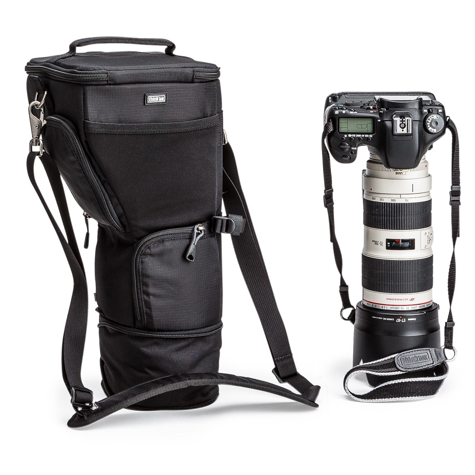 Think Tank Digital Holster 50 V2 front angle with camera beside