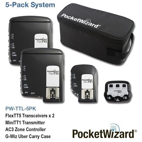 PocketWizard TTL Wireless Radio Super 5-Pack All-In-One System for Canon E-TTL Flash Control System, - PW-TTL-5PAK-C