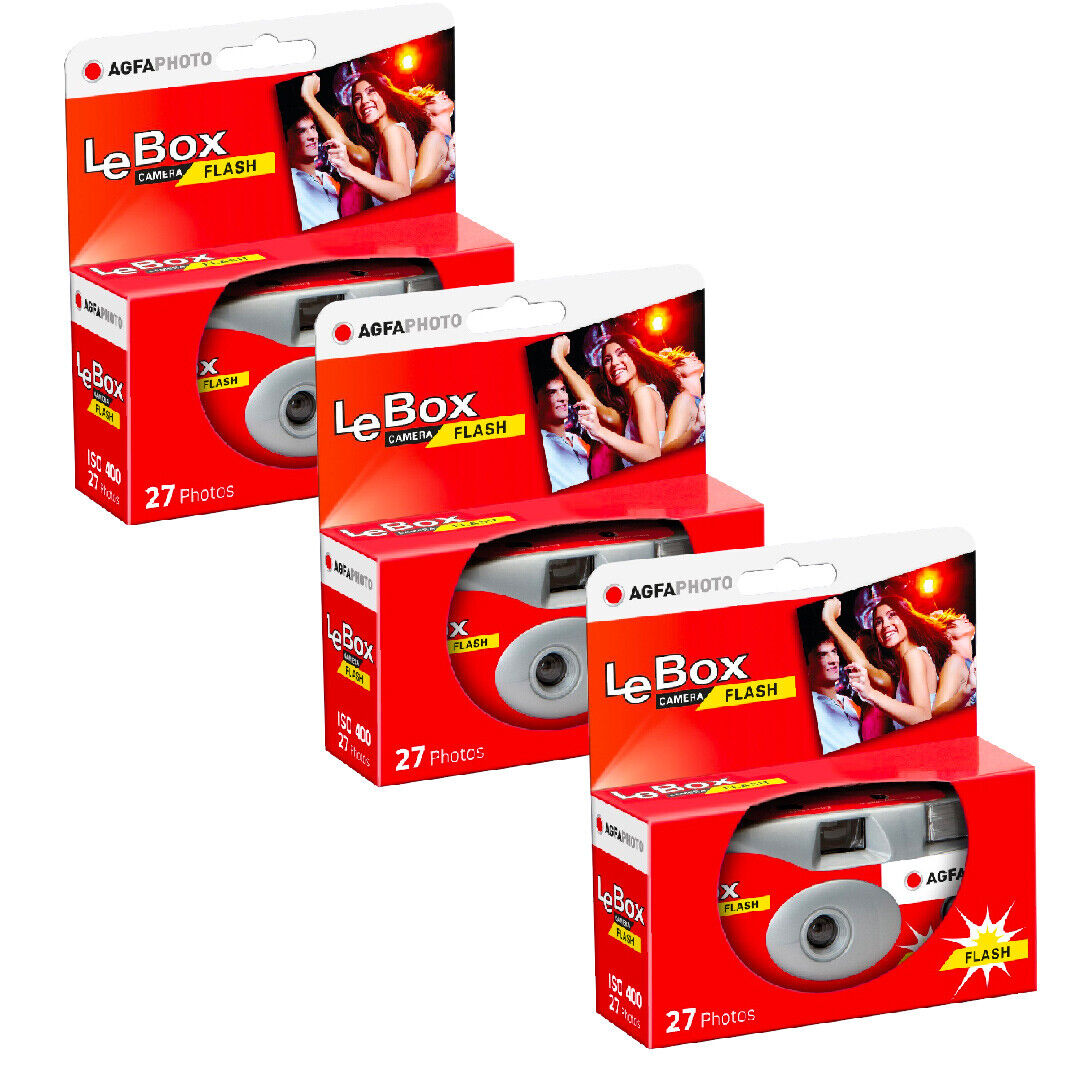 Agfa LeBox Single Use Disposable Camera with Flash 27 exposures