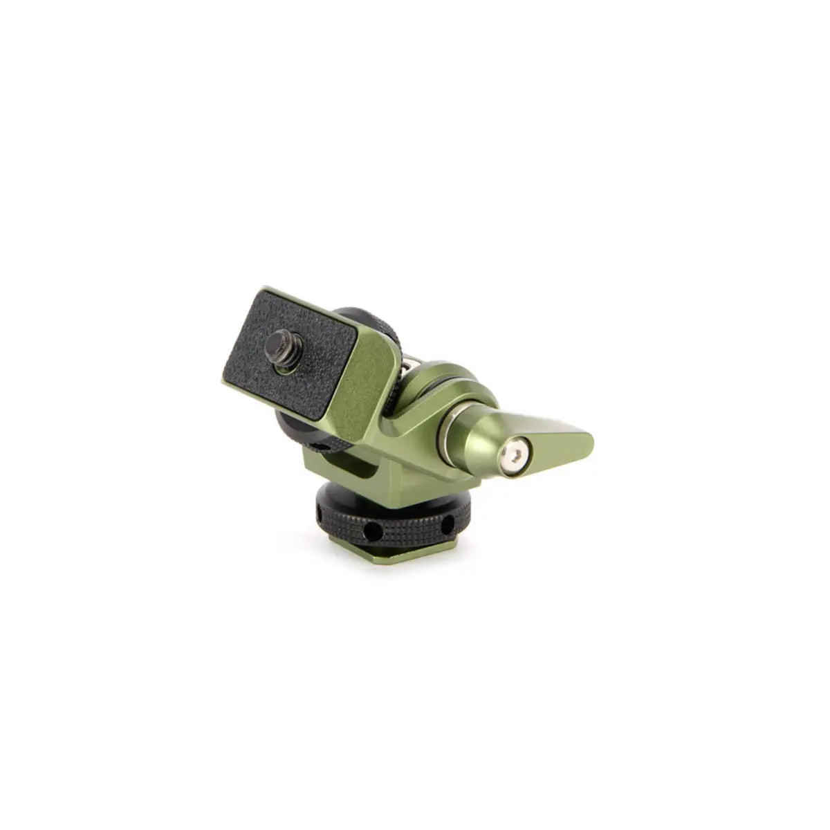Green camera lens mount on a white background