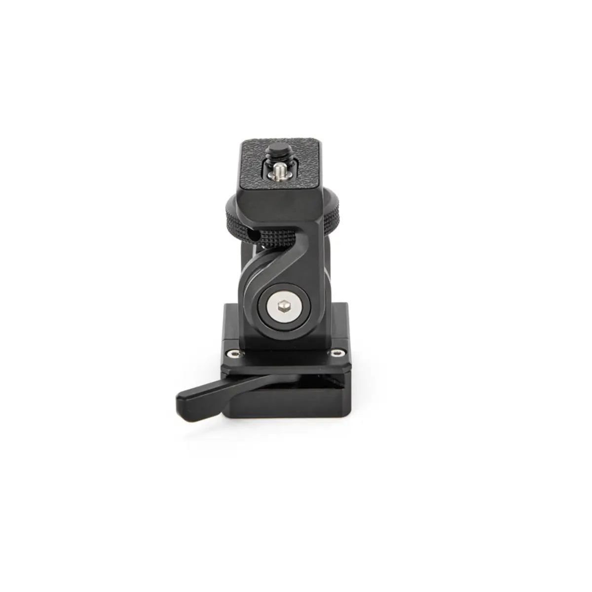 Black camera mount on a white background