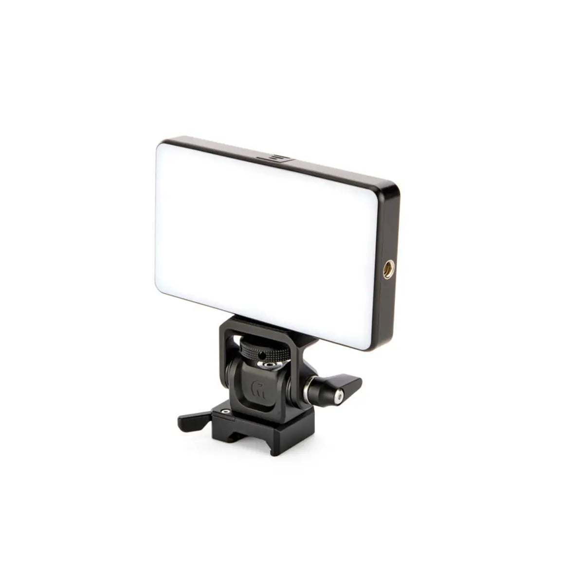 Smartphone with a rectangular light attached on a white background