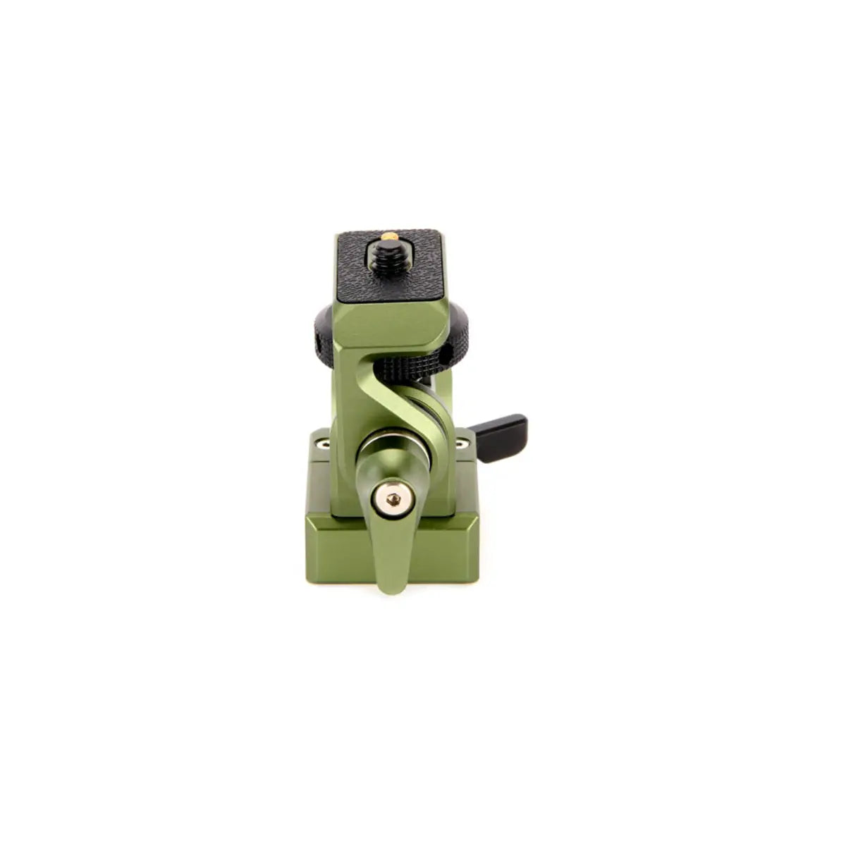 Green mechanical device on a white background