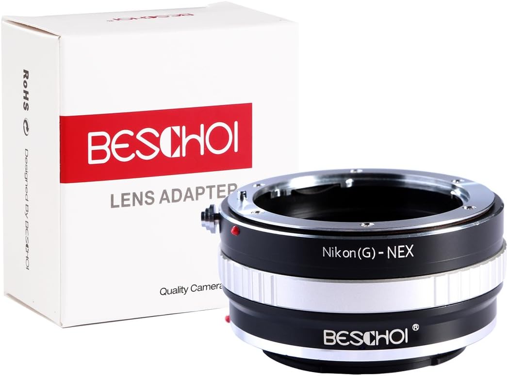 BESCHOI Lens Mount Adapter for Nikon F Mount G-Type D/SLR Lens to Sony NEX E-Mount Camera Body