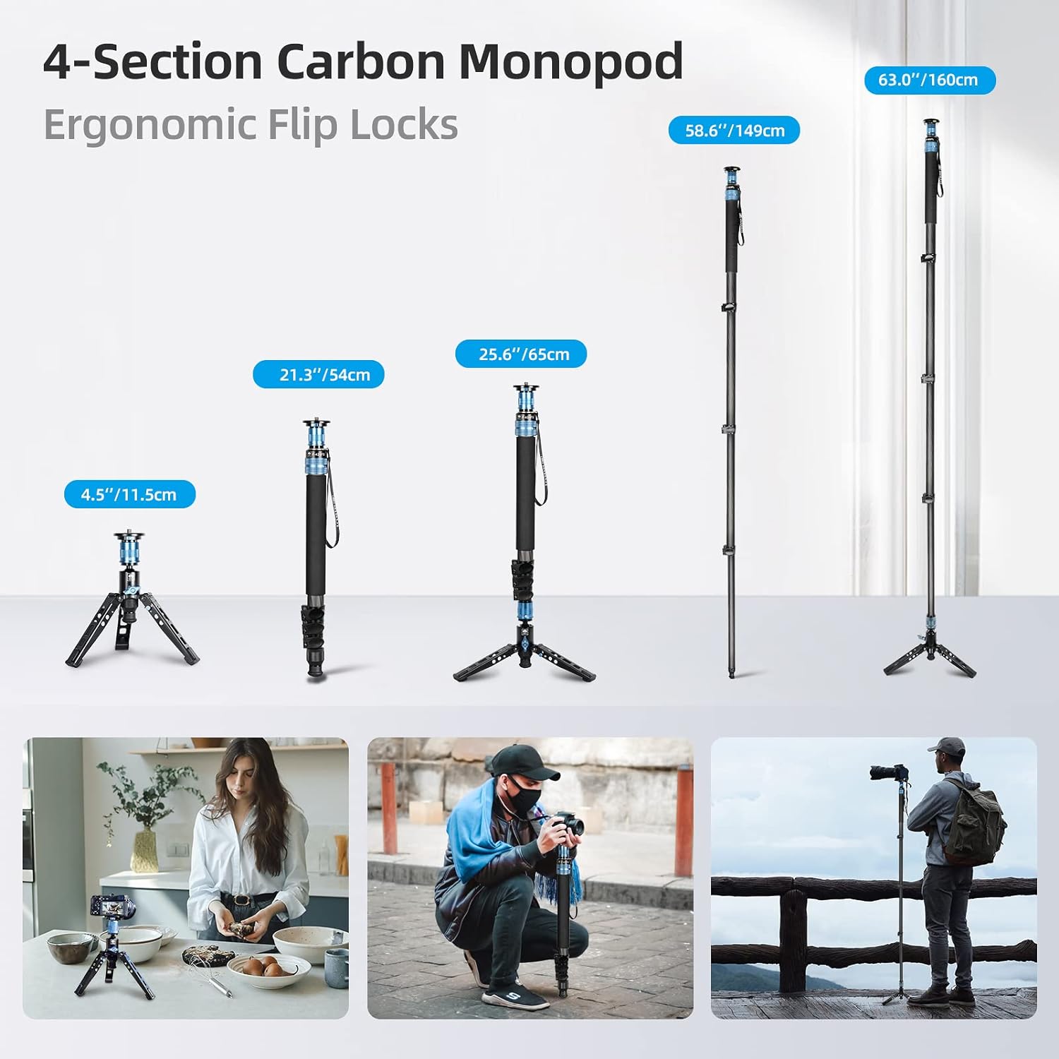 SIRUI P-424FS Carbon Fibre Monopod Kit with VA-5 Fluid Video Head