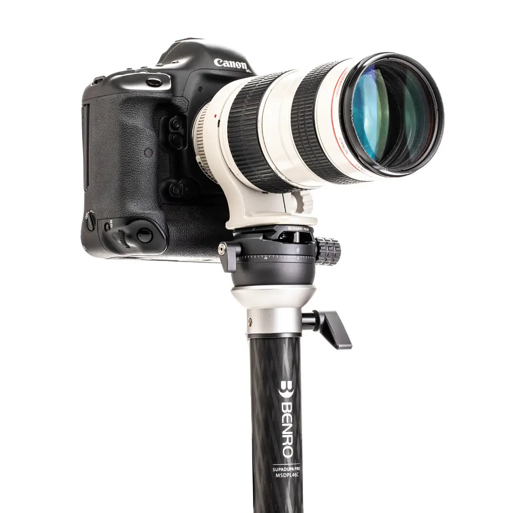 Benro MSDPL46C SupaDupa Monopod side angle with camera attached 2