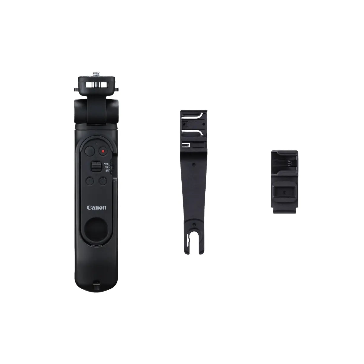 Canon camera remote control and microphone on a white background