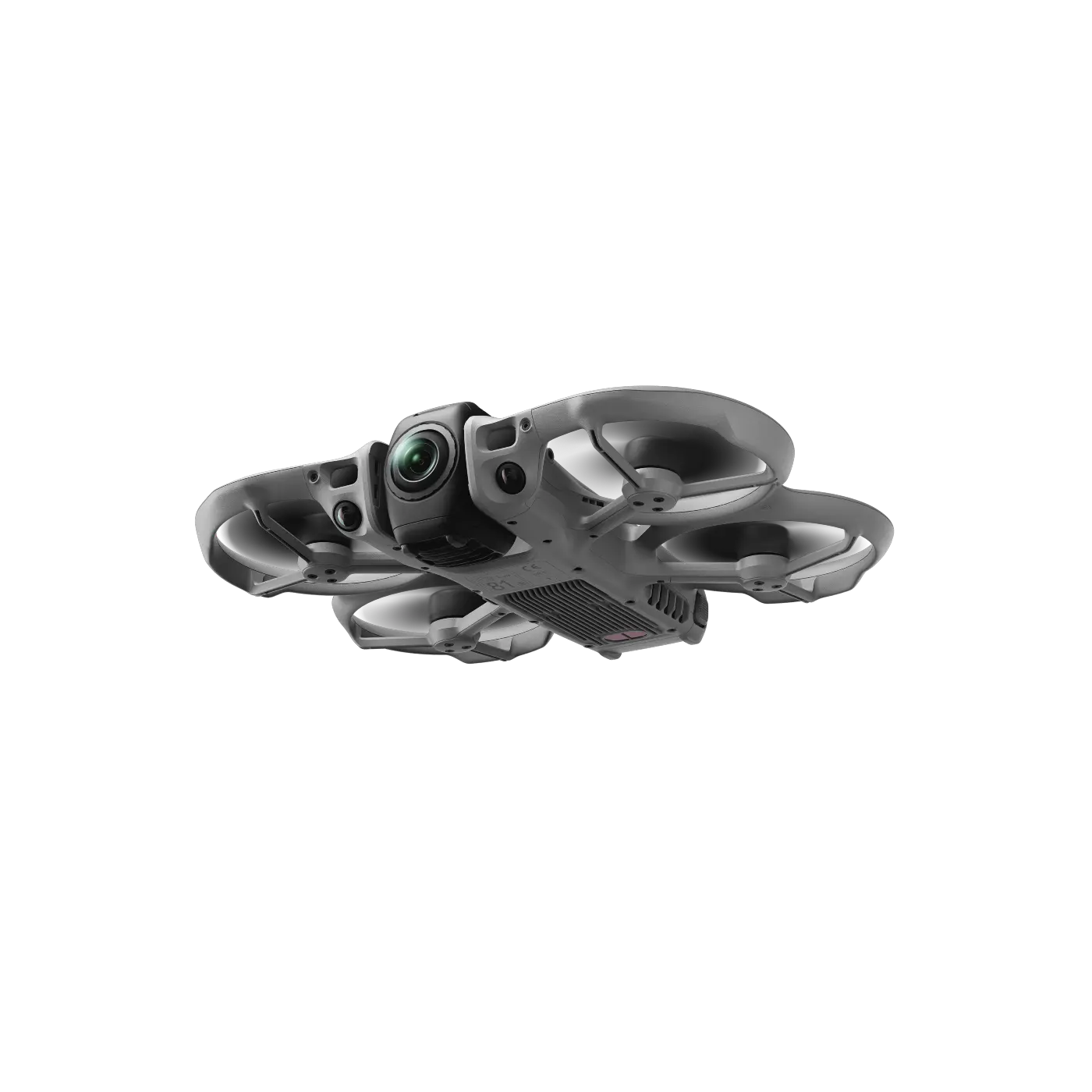 Gray drone with a camera on a transparent background