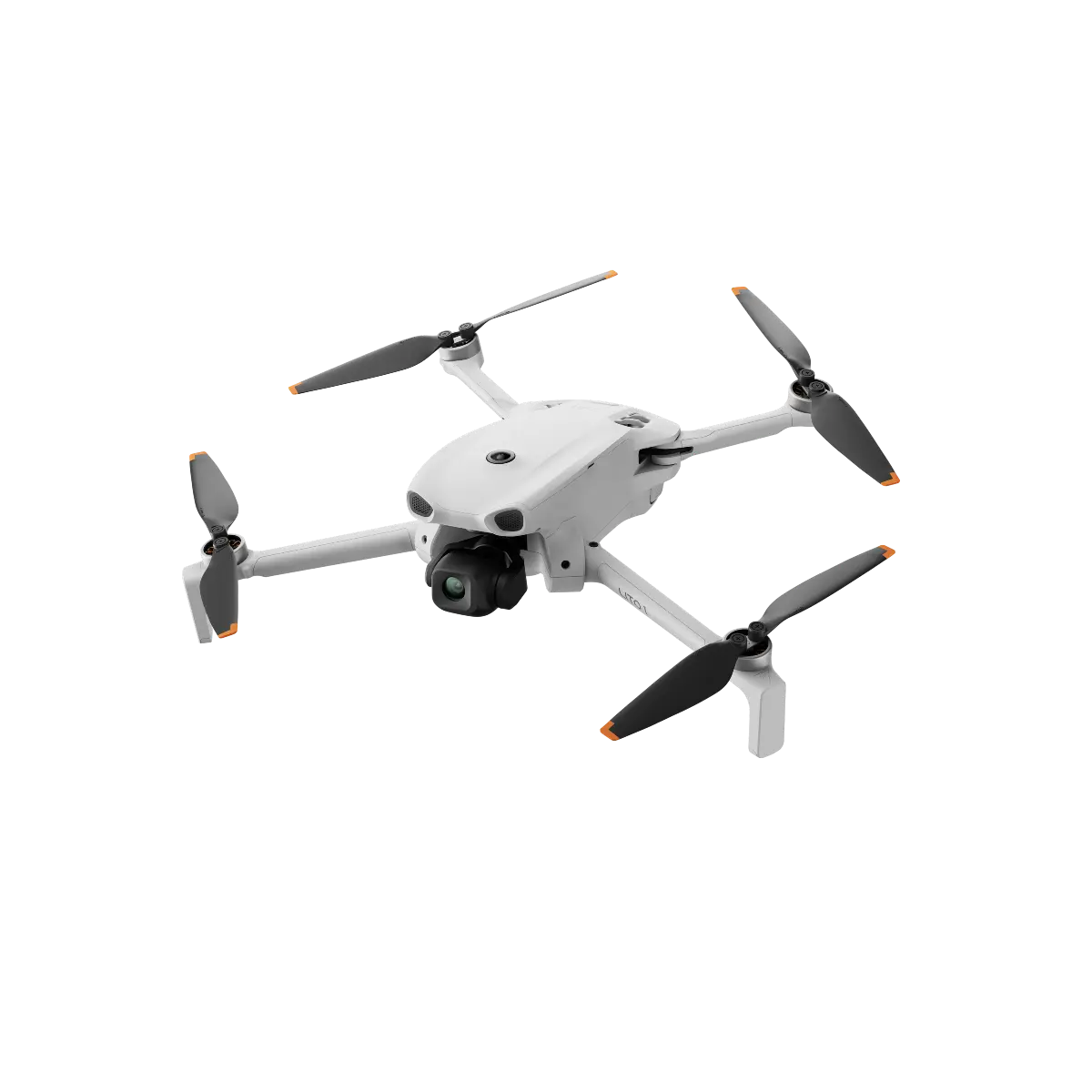 White drone with four propellers on a white background
