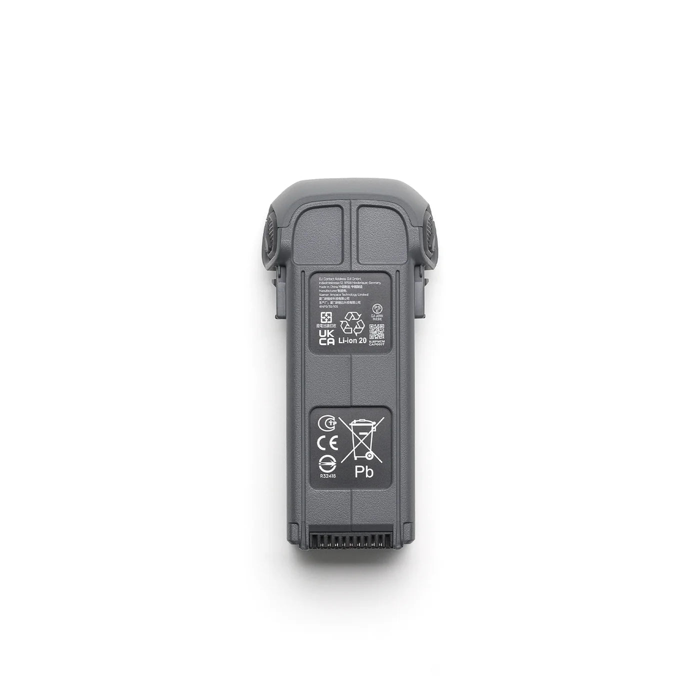 Gray battery with recycling symbols on a white background