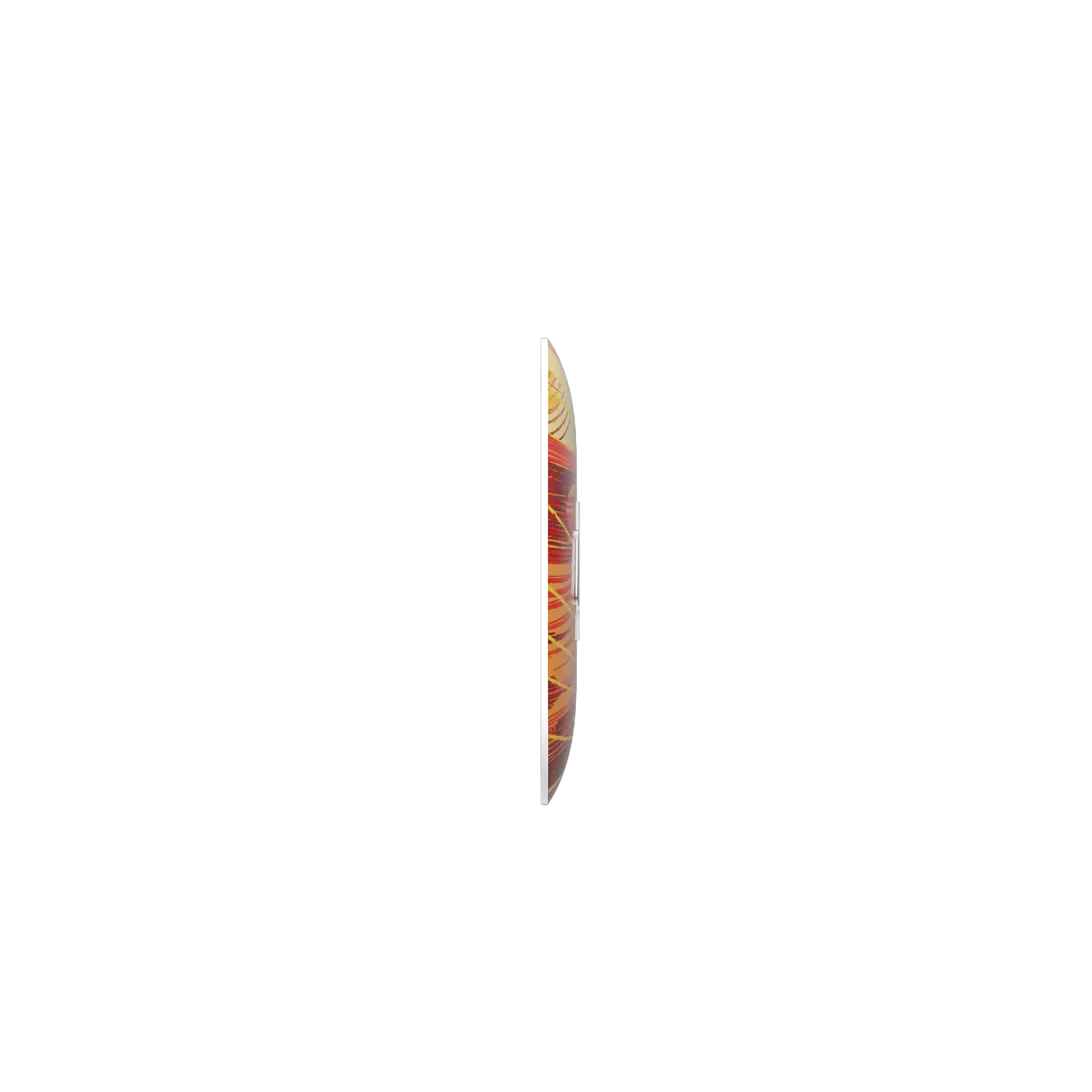Decorative feather with a geometric pattern on a white background