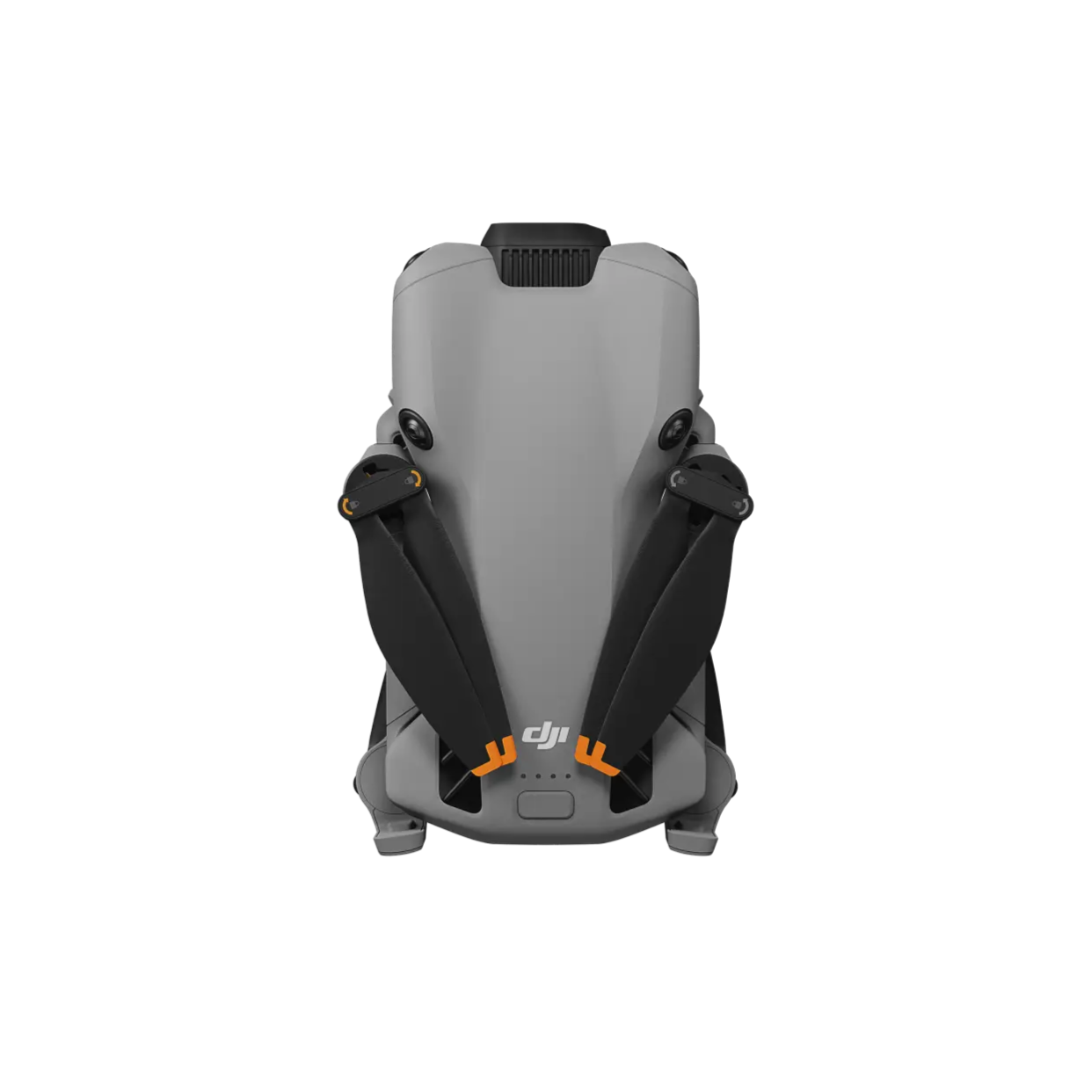 Gray backpack with black straps and DJI logo on a white background