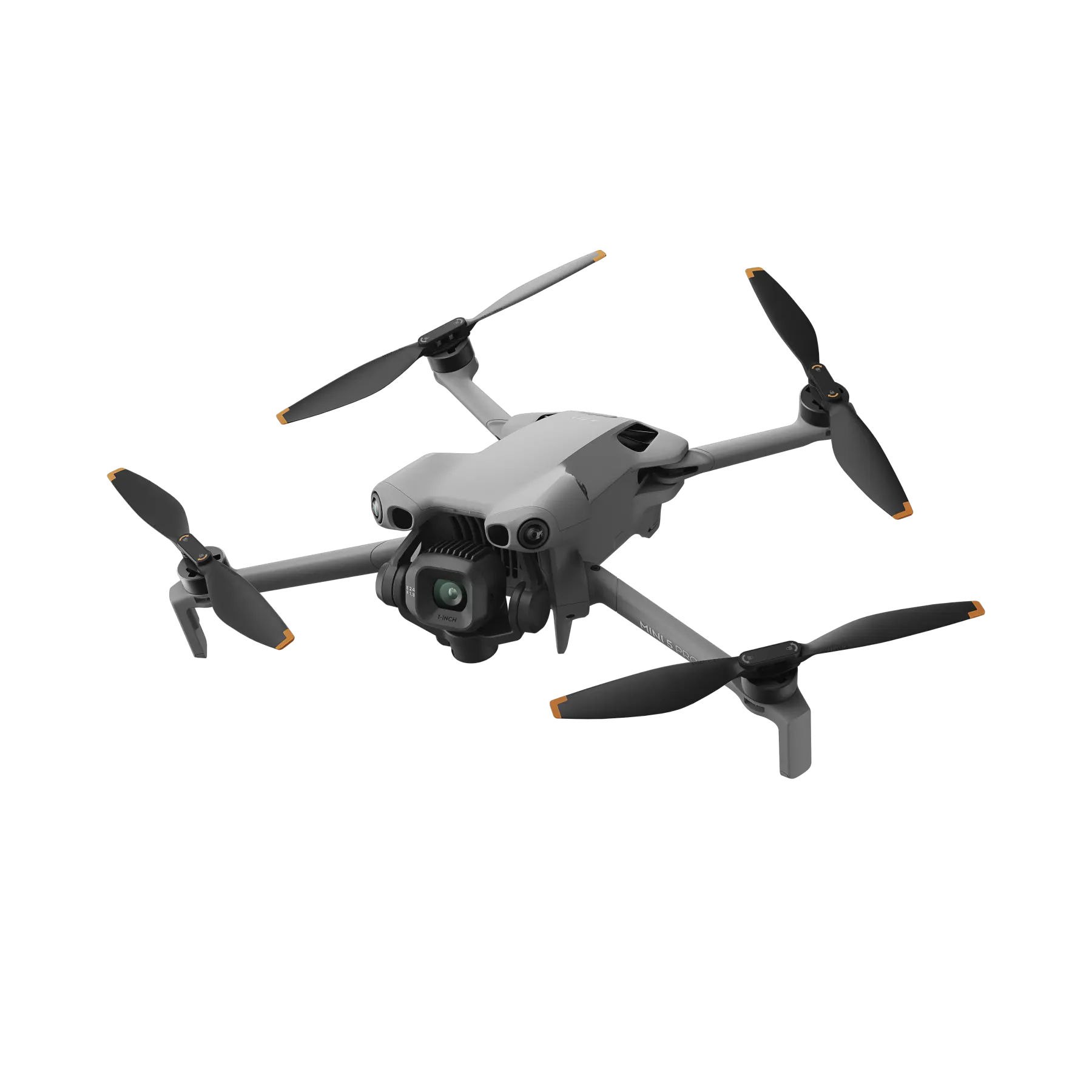 Gray drone with four propellers on a white background