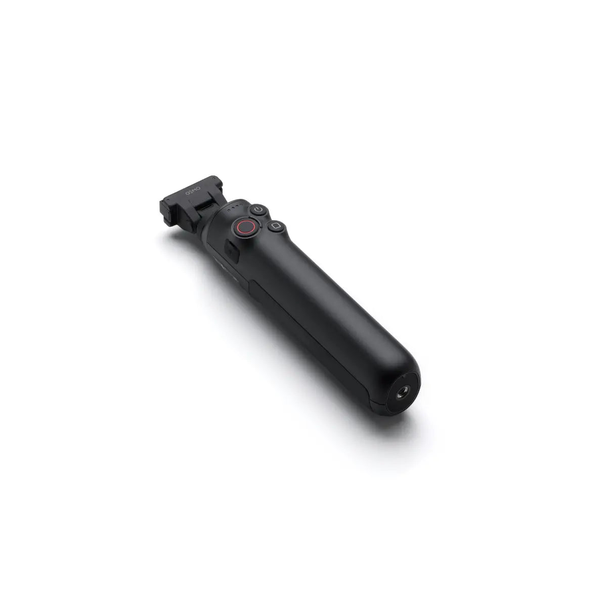 Black handheld device with a clip on a white background