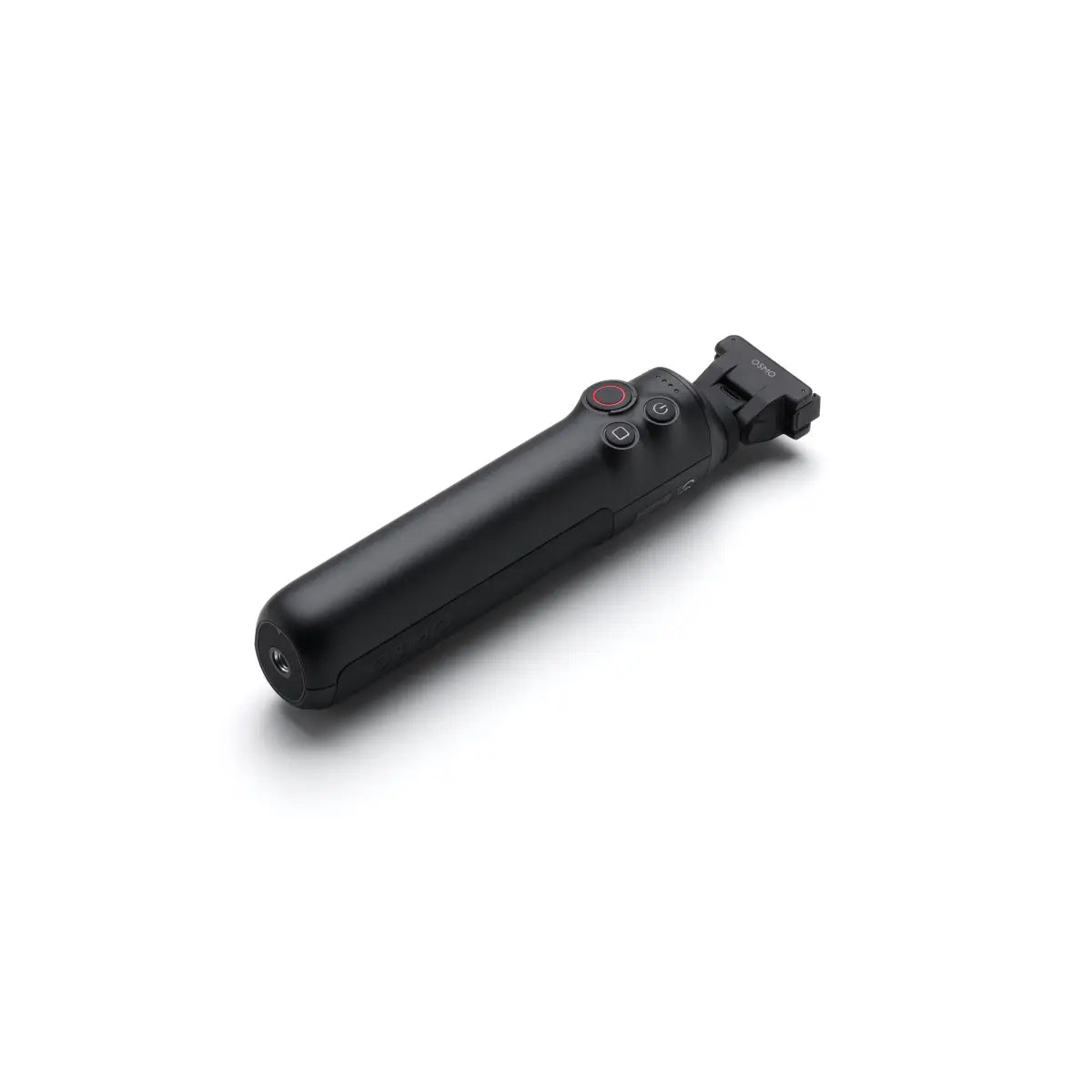 Black handheld device with buttons on a white background