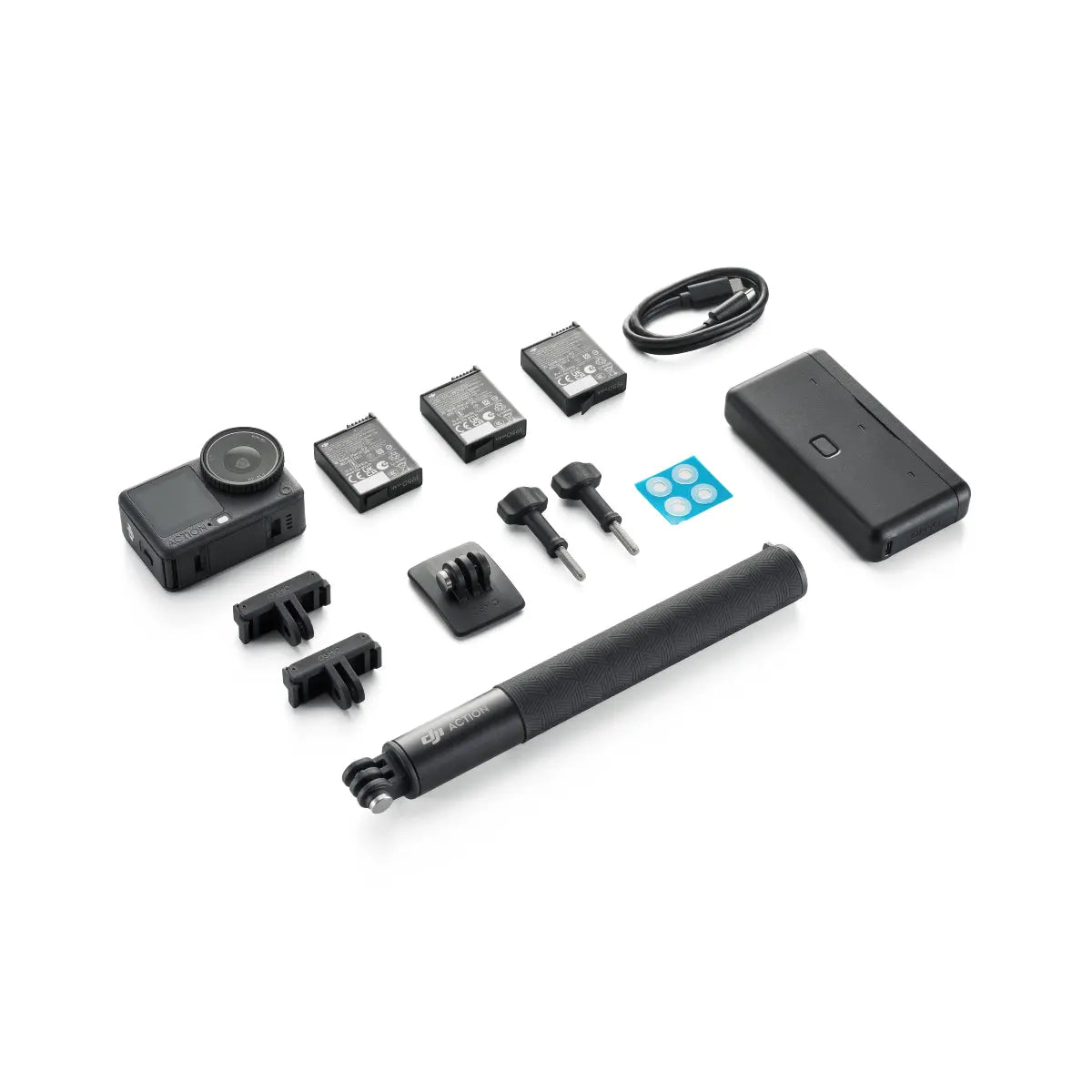 Collection of camera accessories on a white background