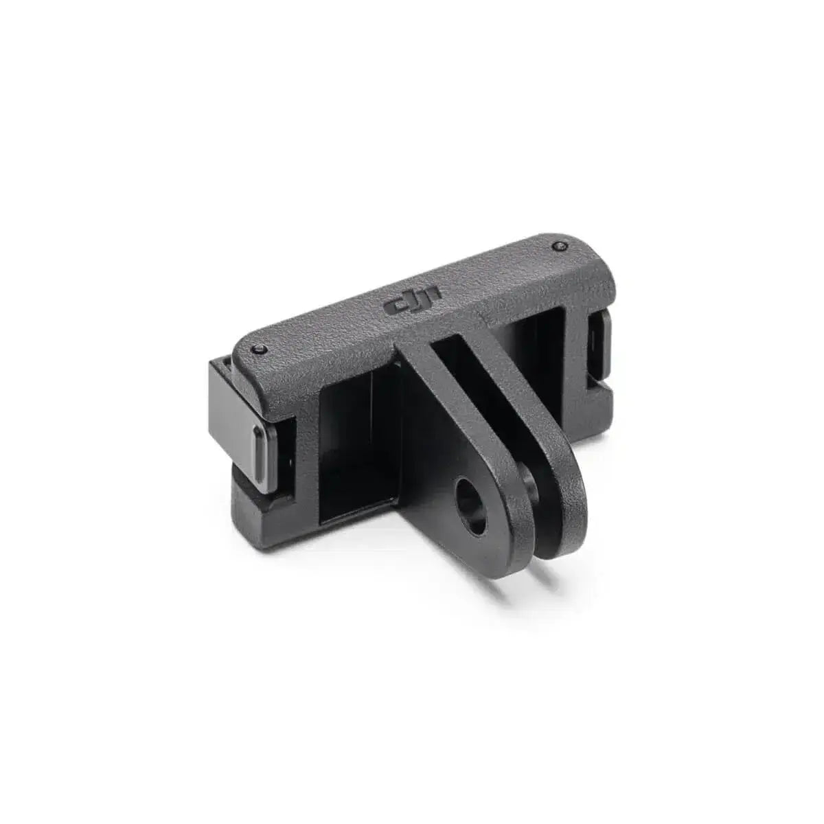 Black camera mount with DJI logo on a white background