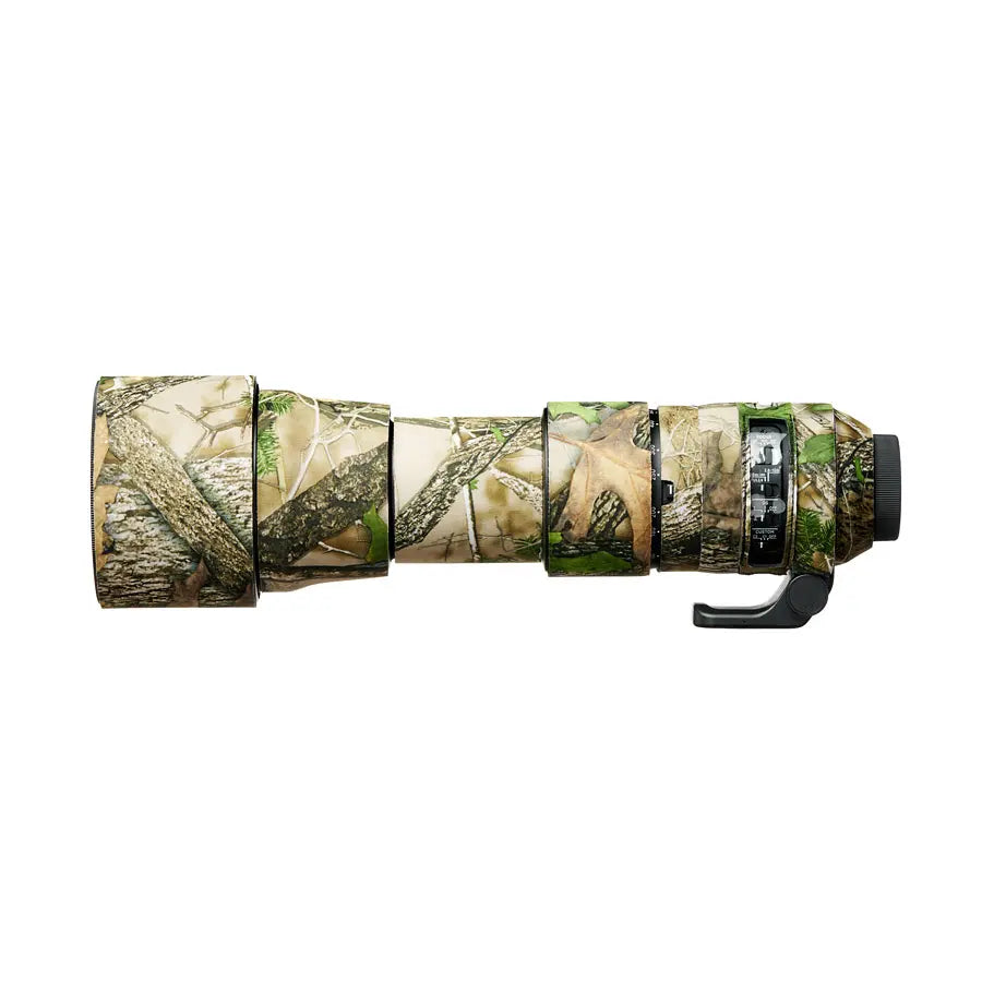 Camouflage-patterned lens on a white background
