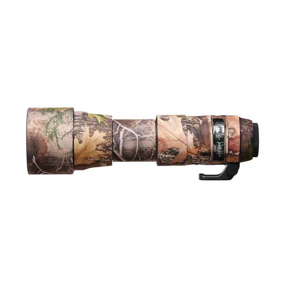 Camouflage-patterned lens on a white background