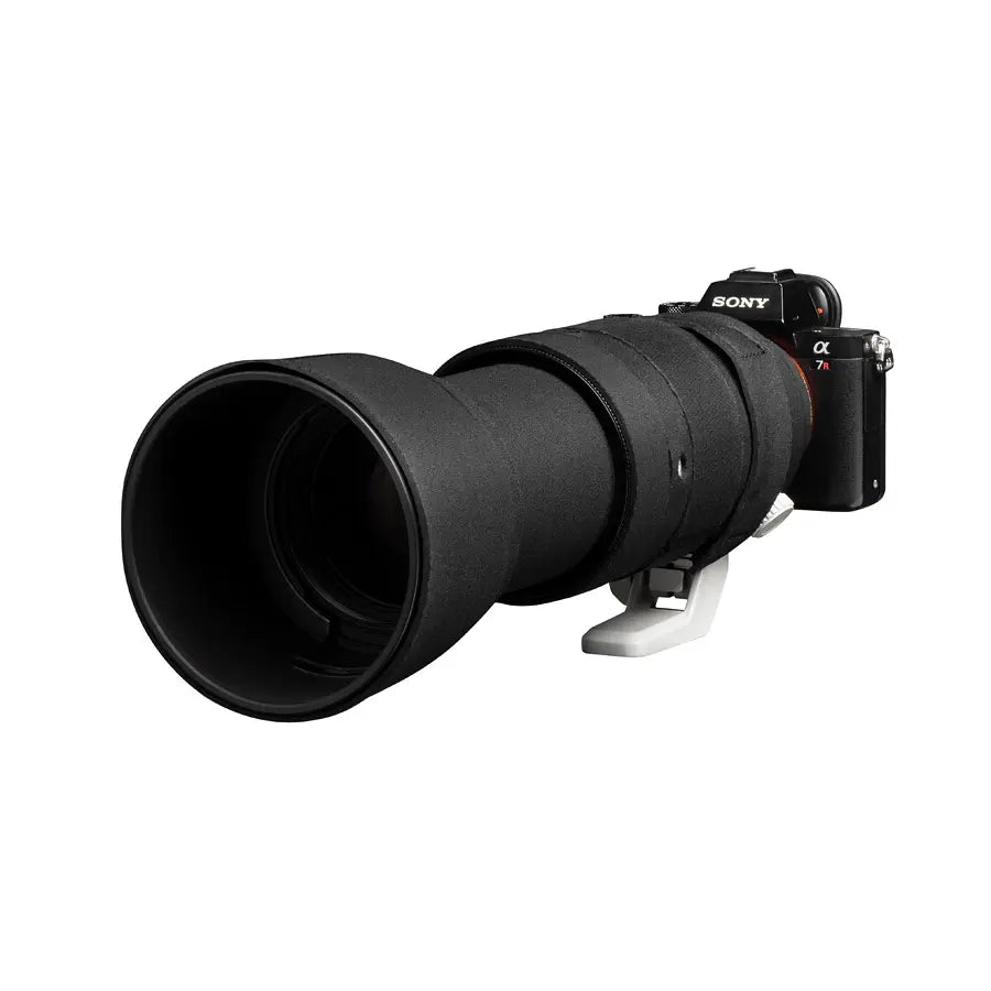 Sony camera with a large lens on a white background